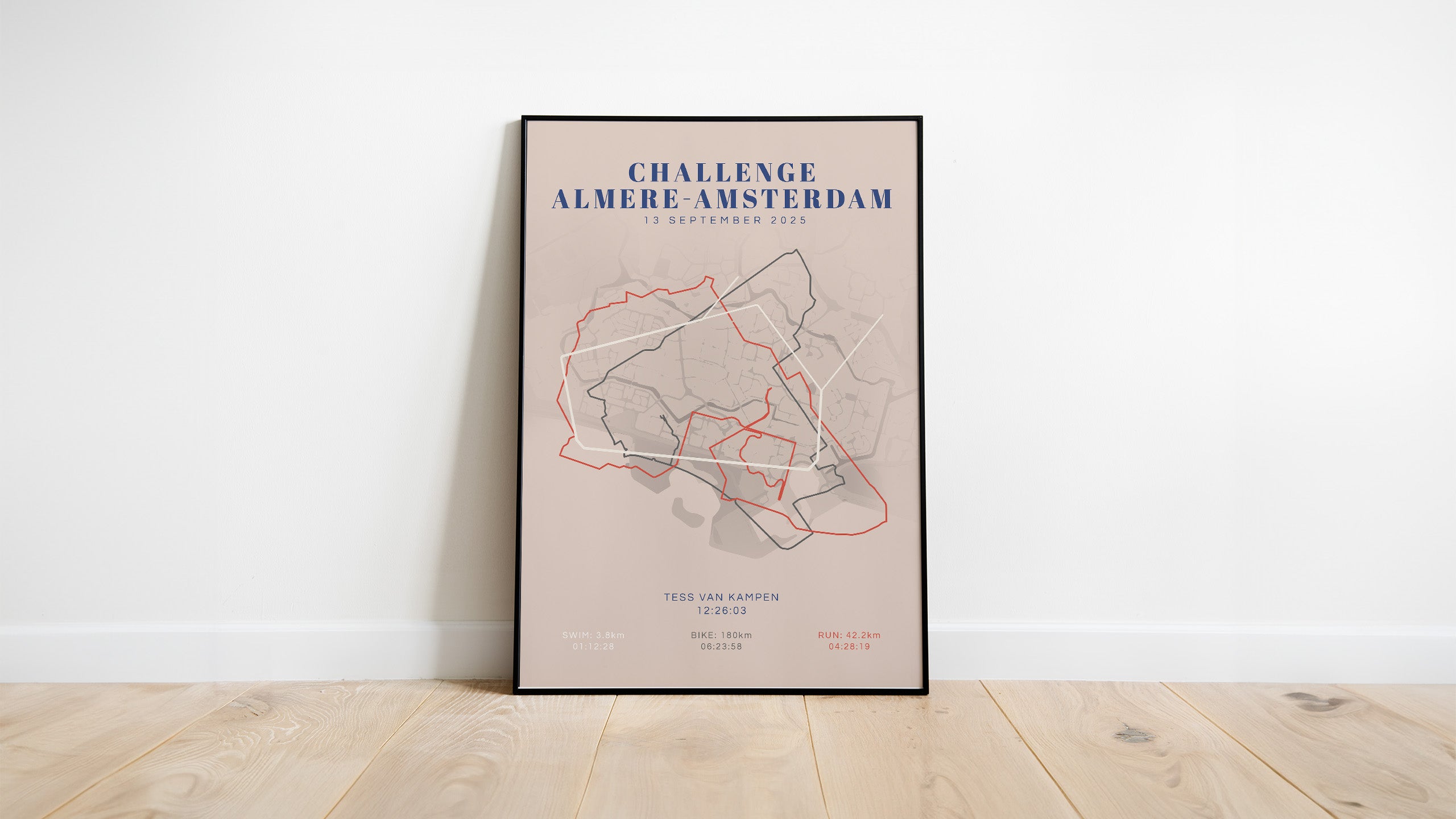 Poster met naam I Challenge Almere-Amsterdam 2025 I Classic Citymap