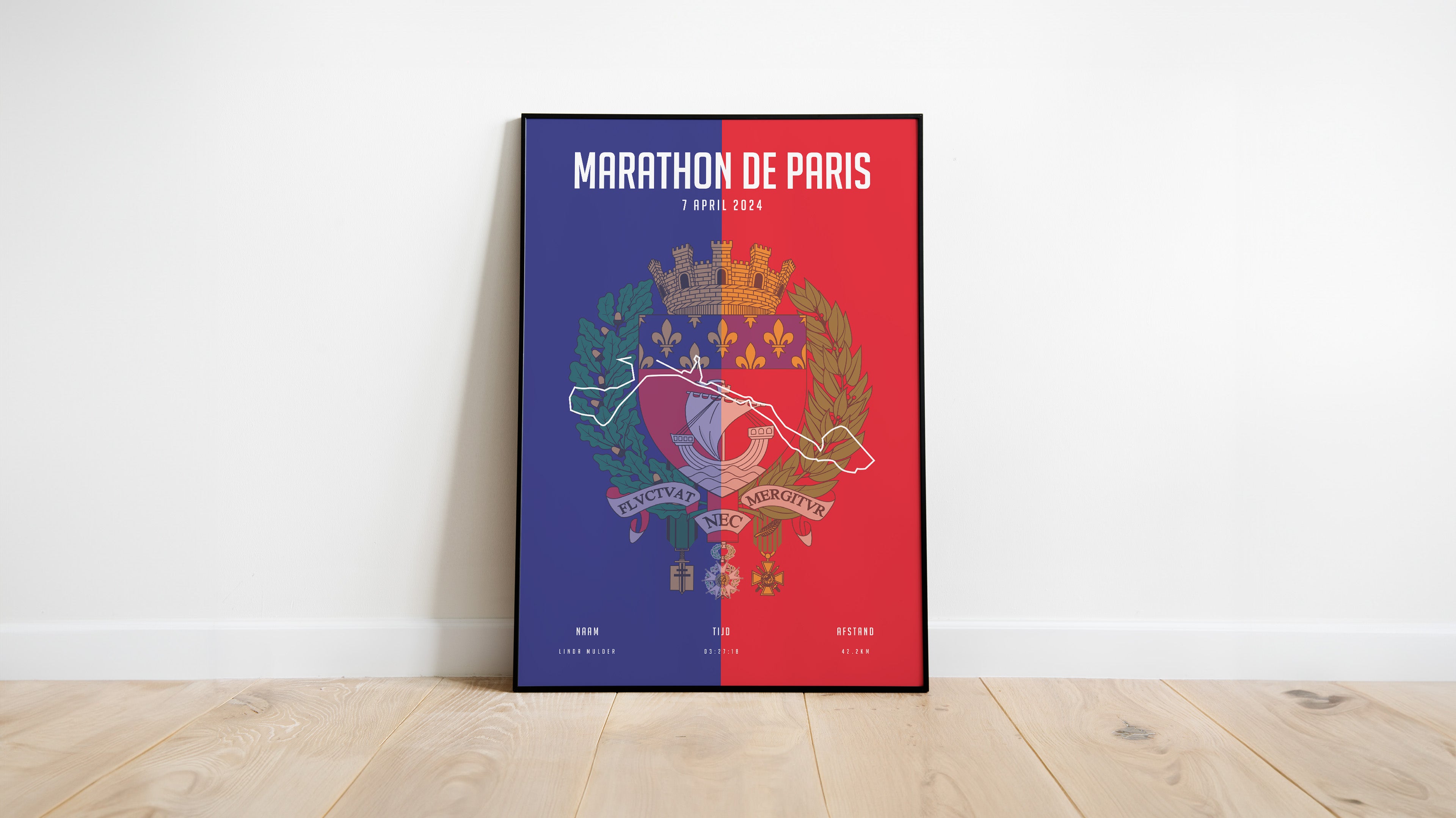 Marathon Parijs - City Flag - Poster