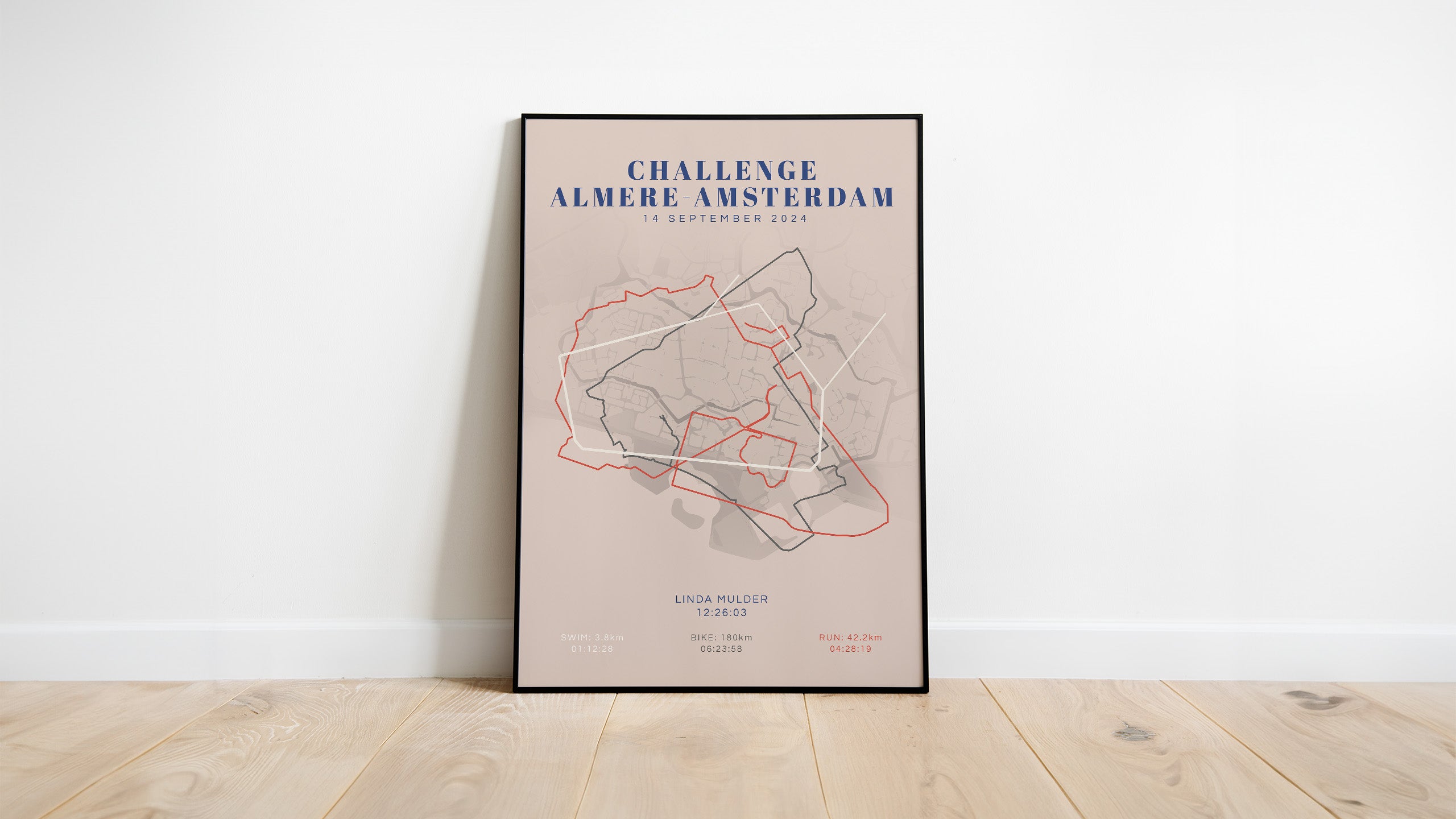 Poster met naam I Challenge Almere-Amsterdam 2024 I Classic Citymap