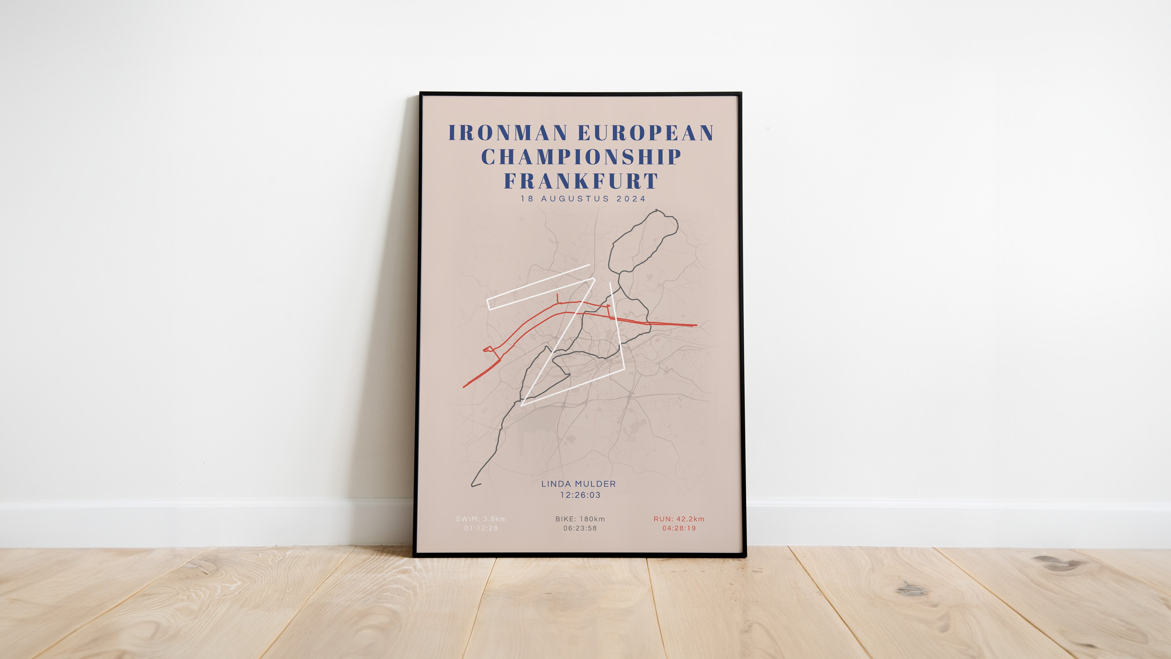 Poster met naam I Ironman European Championship Frankfurt 2024 I Classic Citymap