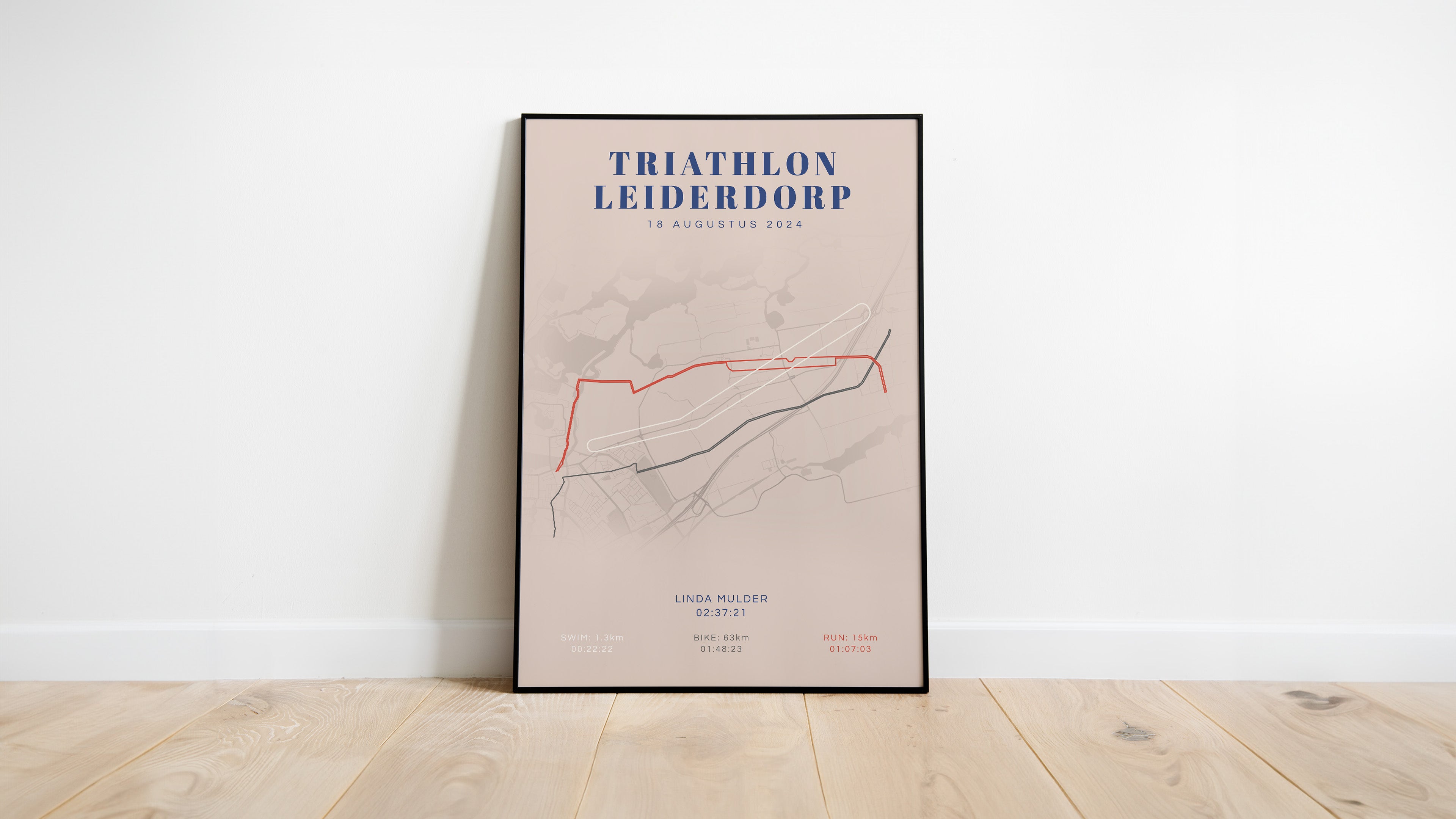 Poster met naam I Triathlon Leiderdorp 2024 I Classic Citymap