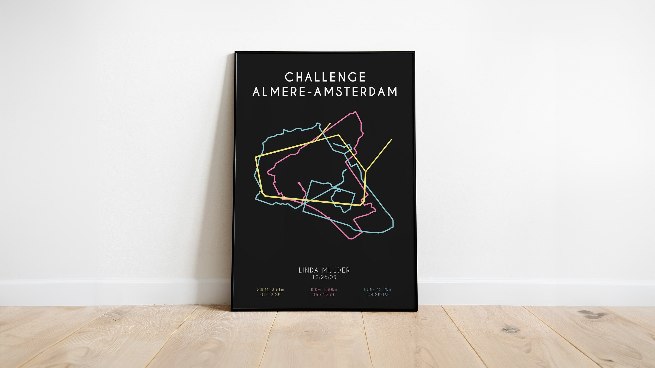 Poster met naam I Challenge Almere-Amsterdam 2024 I Colorful edition