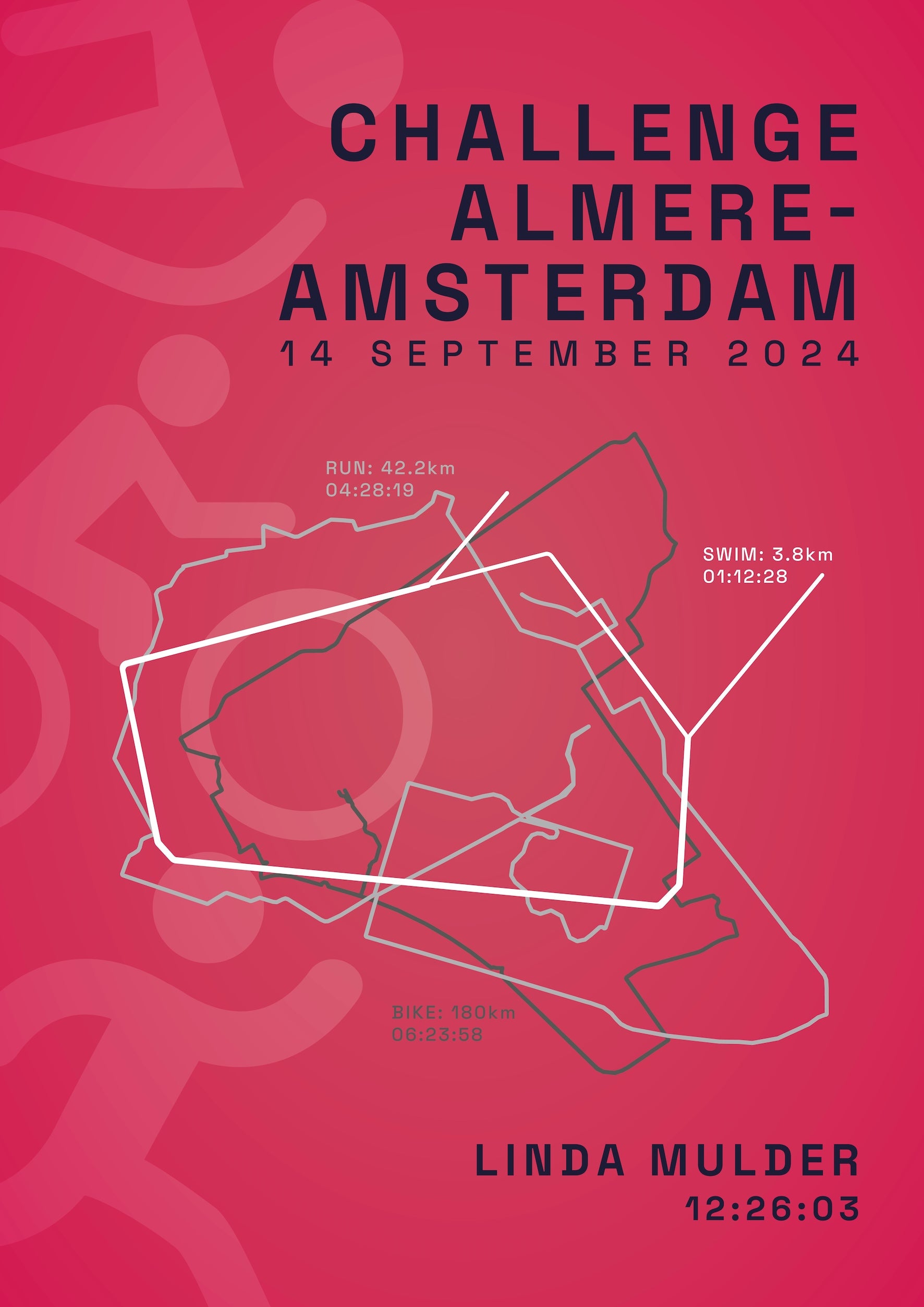 Poster met naam I Challenge Almere-Amsterdam 2024 I Active Icon