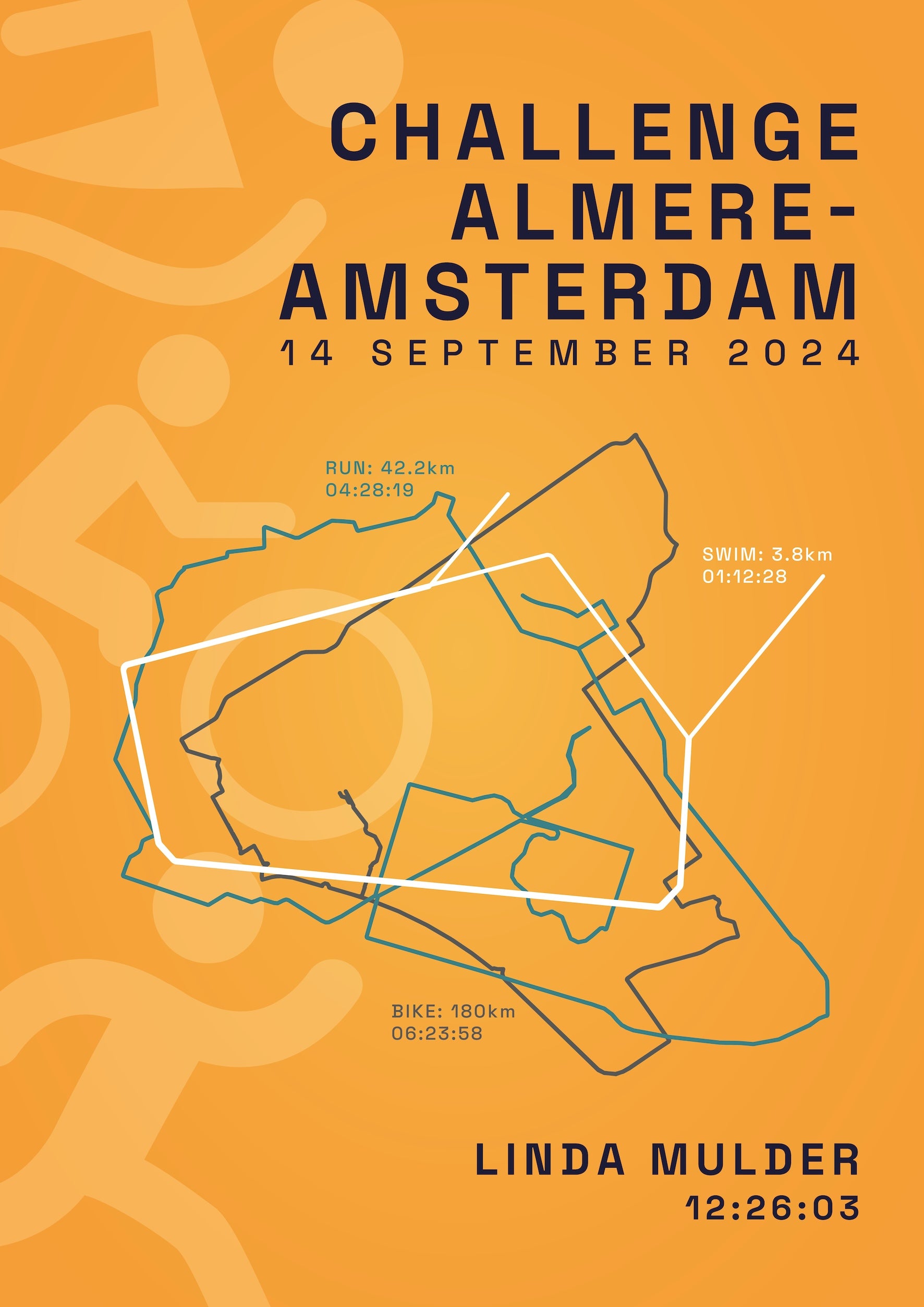 Poster met naam I Challenge Almere-Amsterdam 2024 I Active Icon