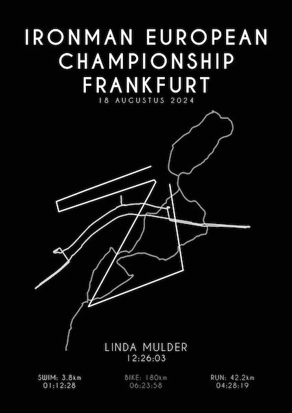 Poster met naam I Ironman European Championship Frankfurt 2024 I Black Elegance