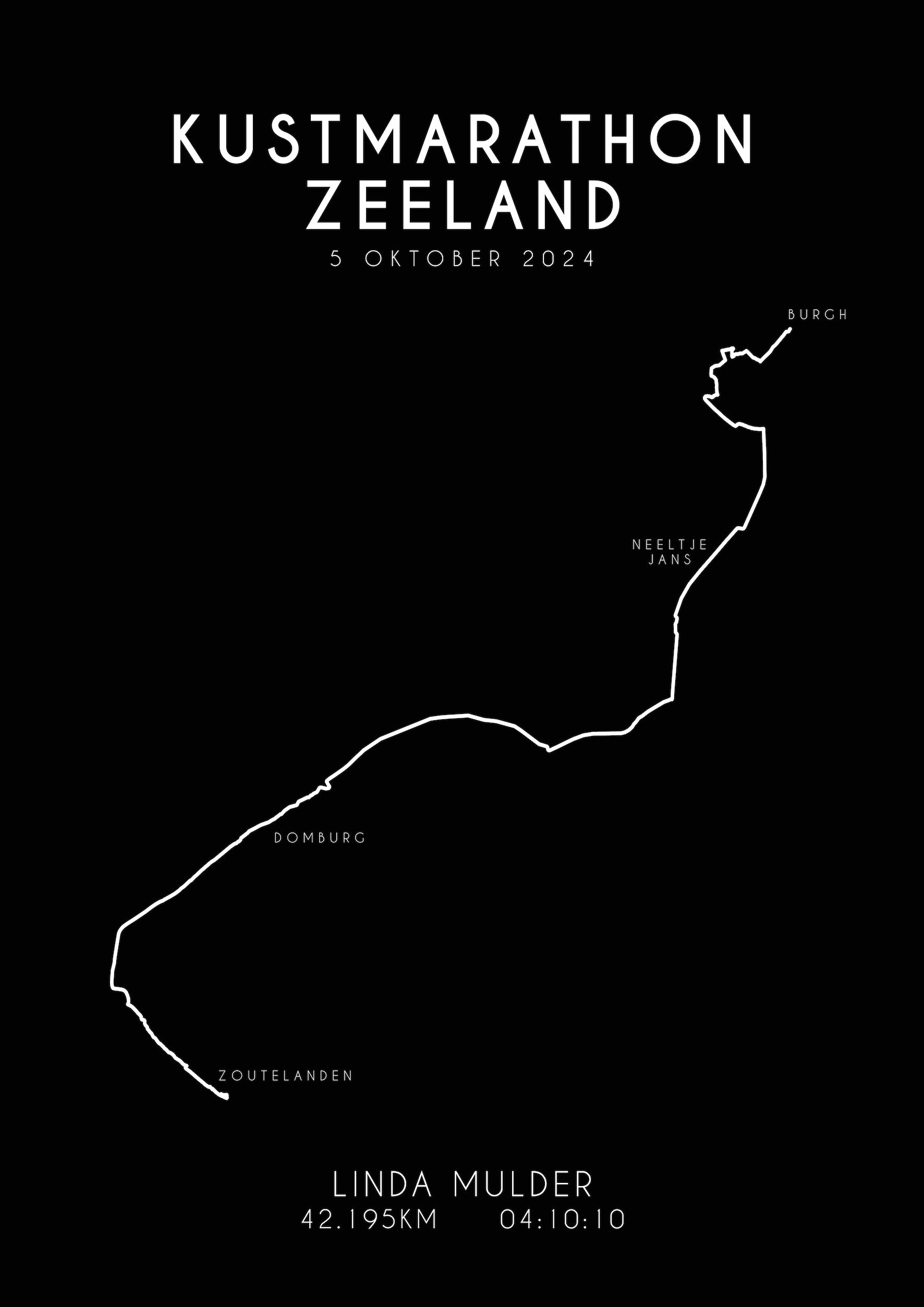 Kustmarathon Zeeland I Black Elegance I Poster