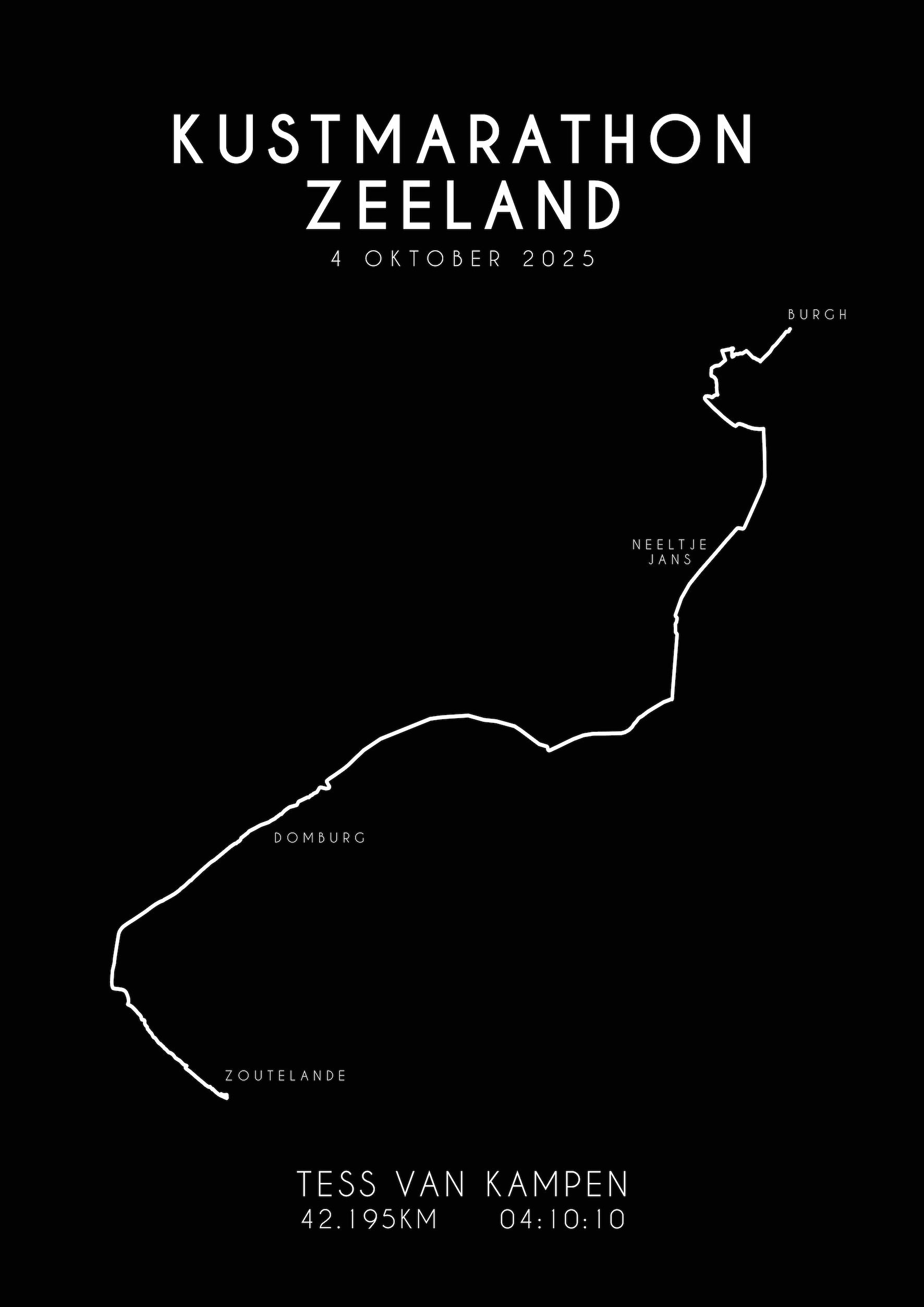 Kustmarathon Zeeland 2025 I Black Elegance I Poster