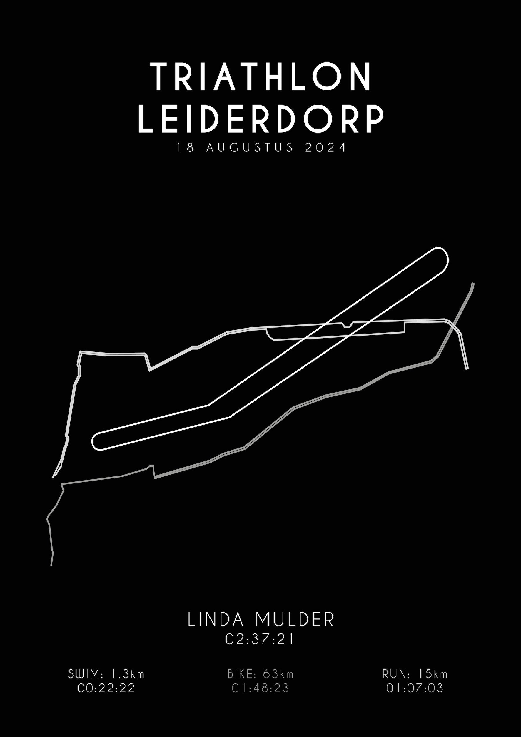 Poster met naam I Triathlon Leiderdorp 2024 I Black Elegance