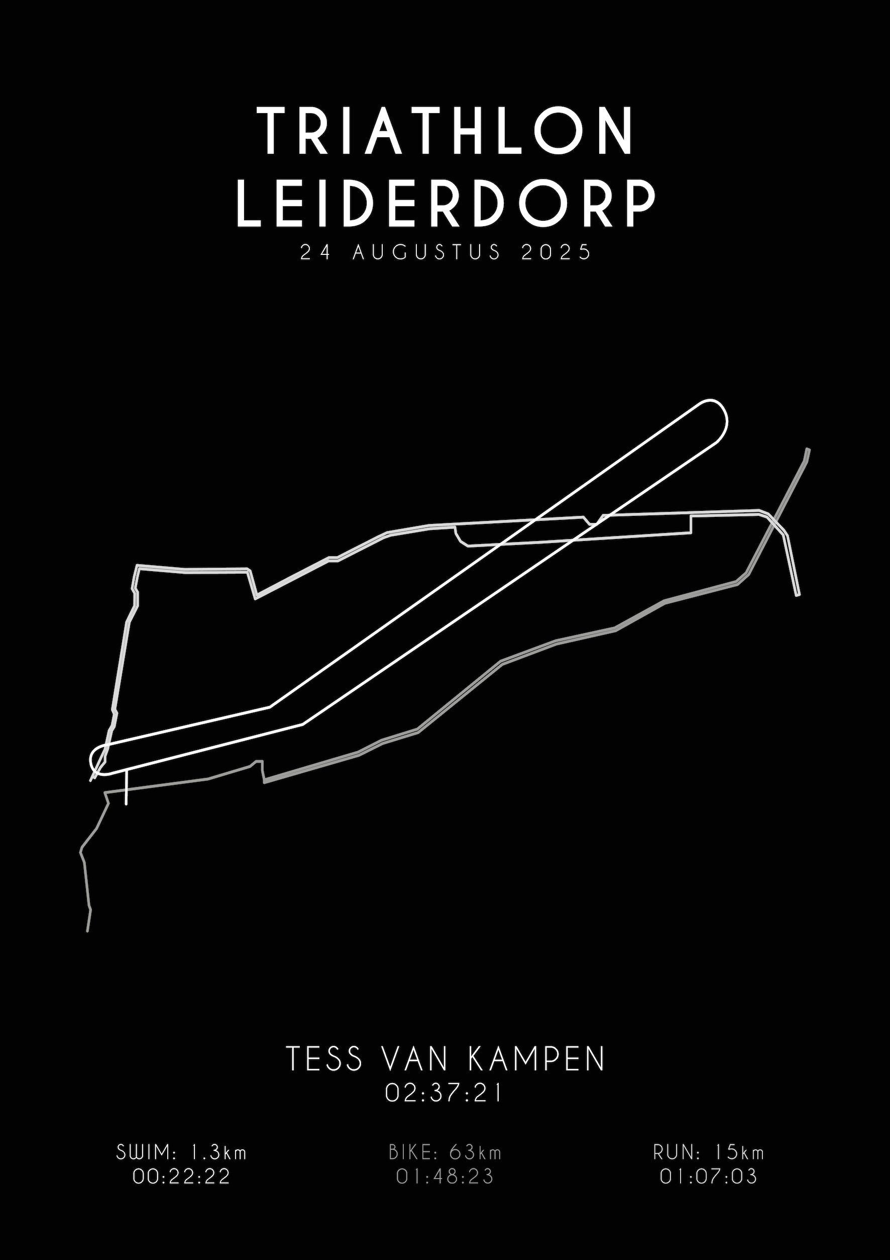 Poster met naam I Triathlon Leiderdorp 2025 I Black Elegance