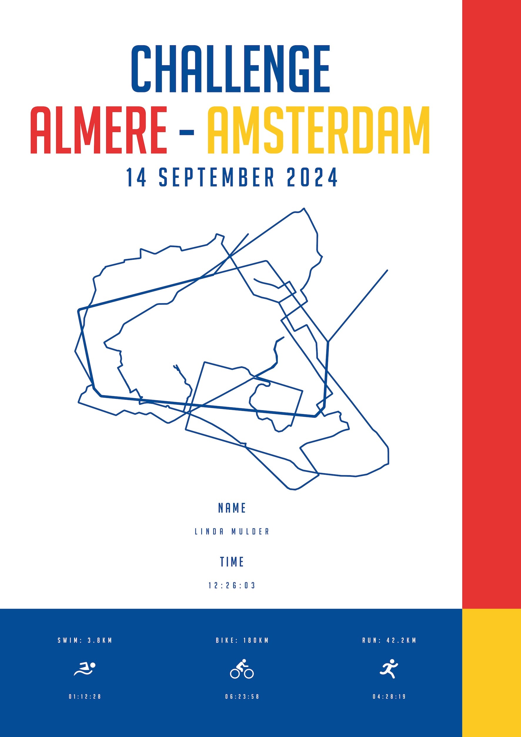 Poster met naam I Challenge Almere-Amsterdam 2024 I City Flag