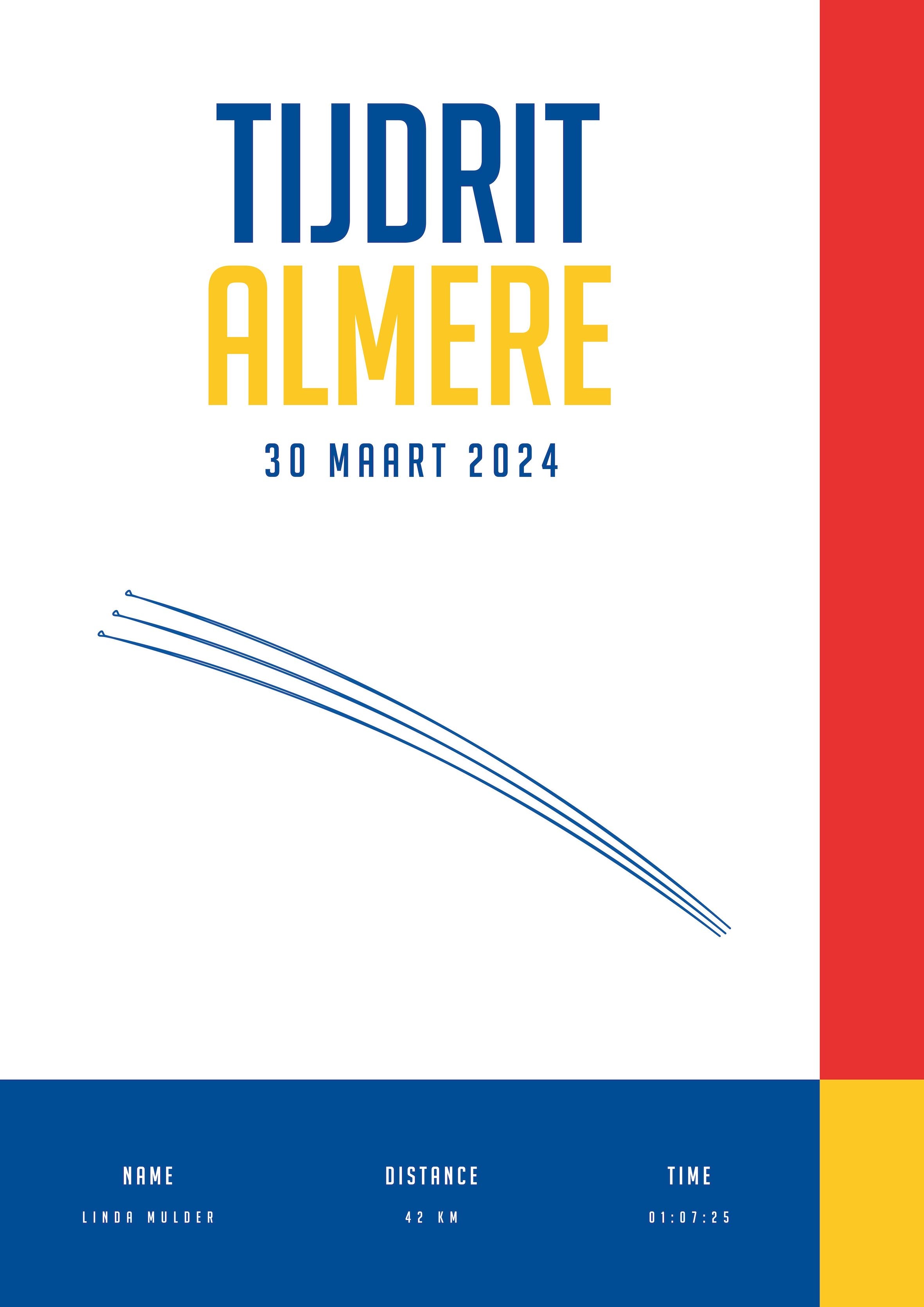 Tijdrit Almere 42KM - City Flag - Poster