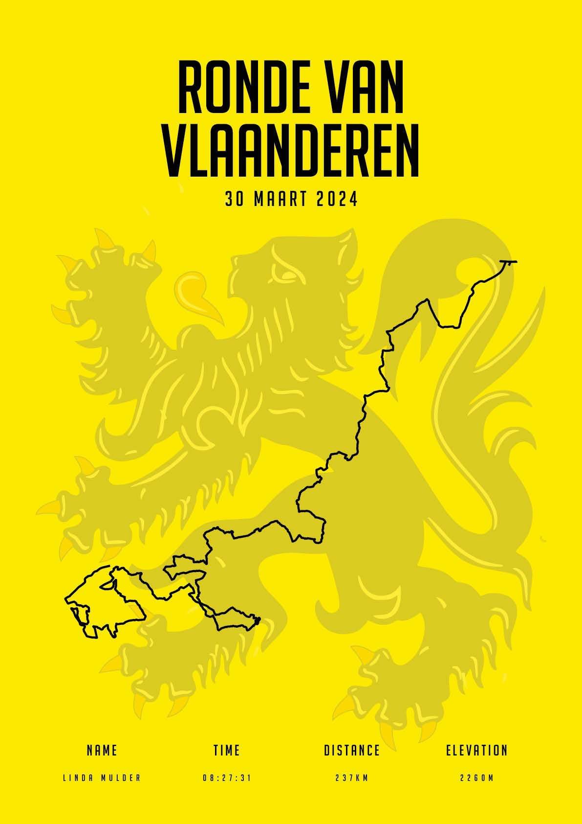 Ronde van Vlaanderen 237KM - City Flag - Poster