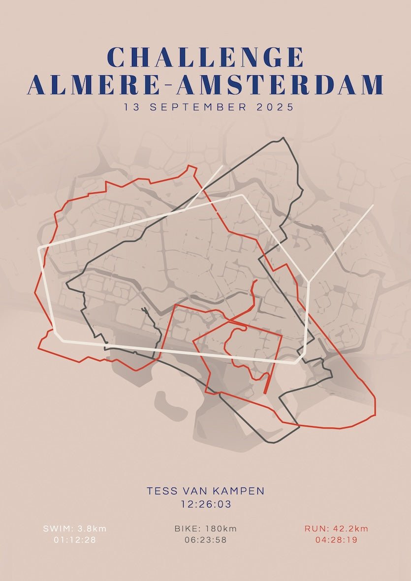Poster met naam I Challenge Almere-Amsterdam 2025 I Classic Citymap