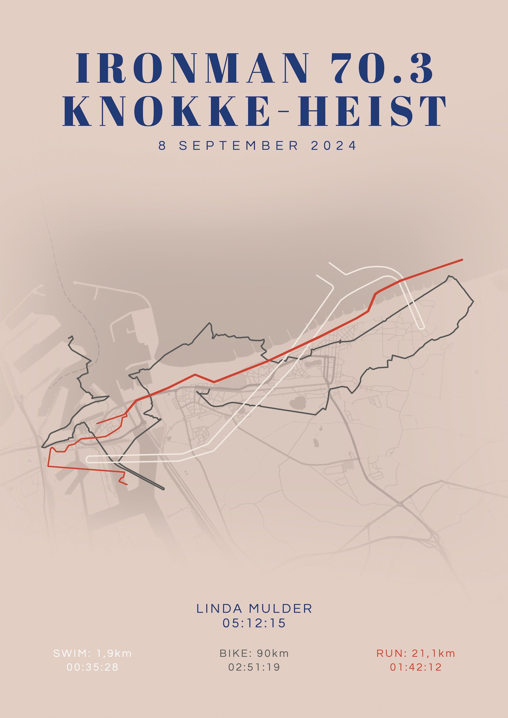 Ironman 70.3 Knokke-Heist I Classic Citymap I Poster