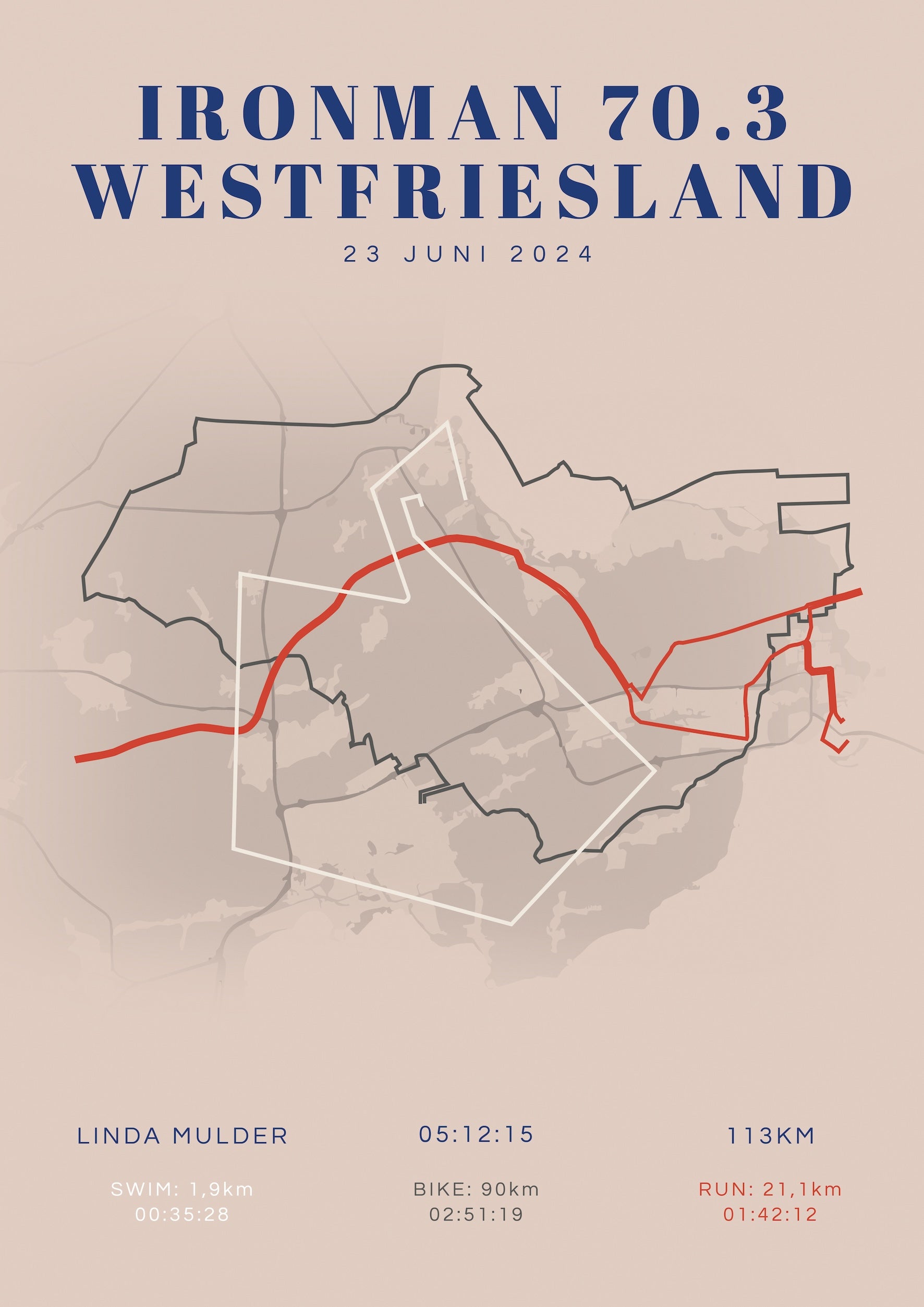 Ironman 70.3 Westfriesland - Classic Citymap - Poster