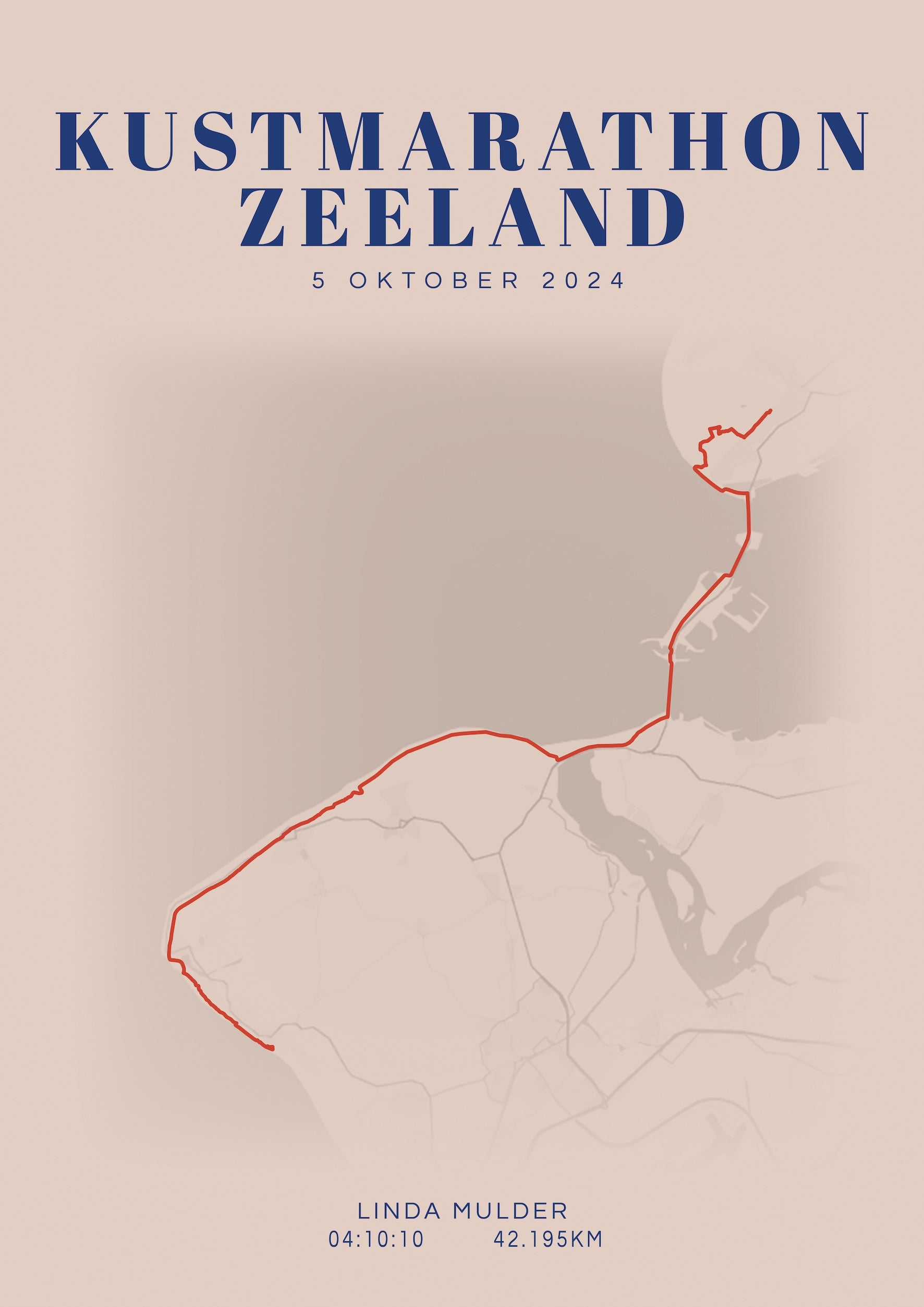 Kustmarathon Zeeland I Classic Citymap I Poster