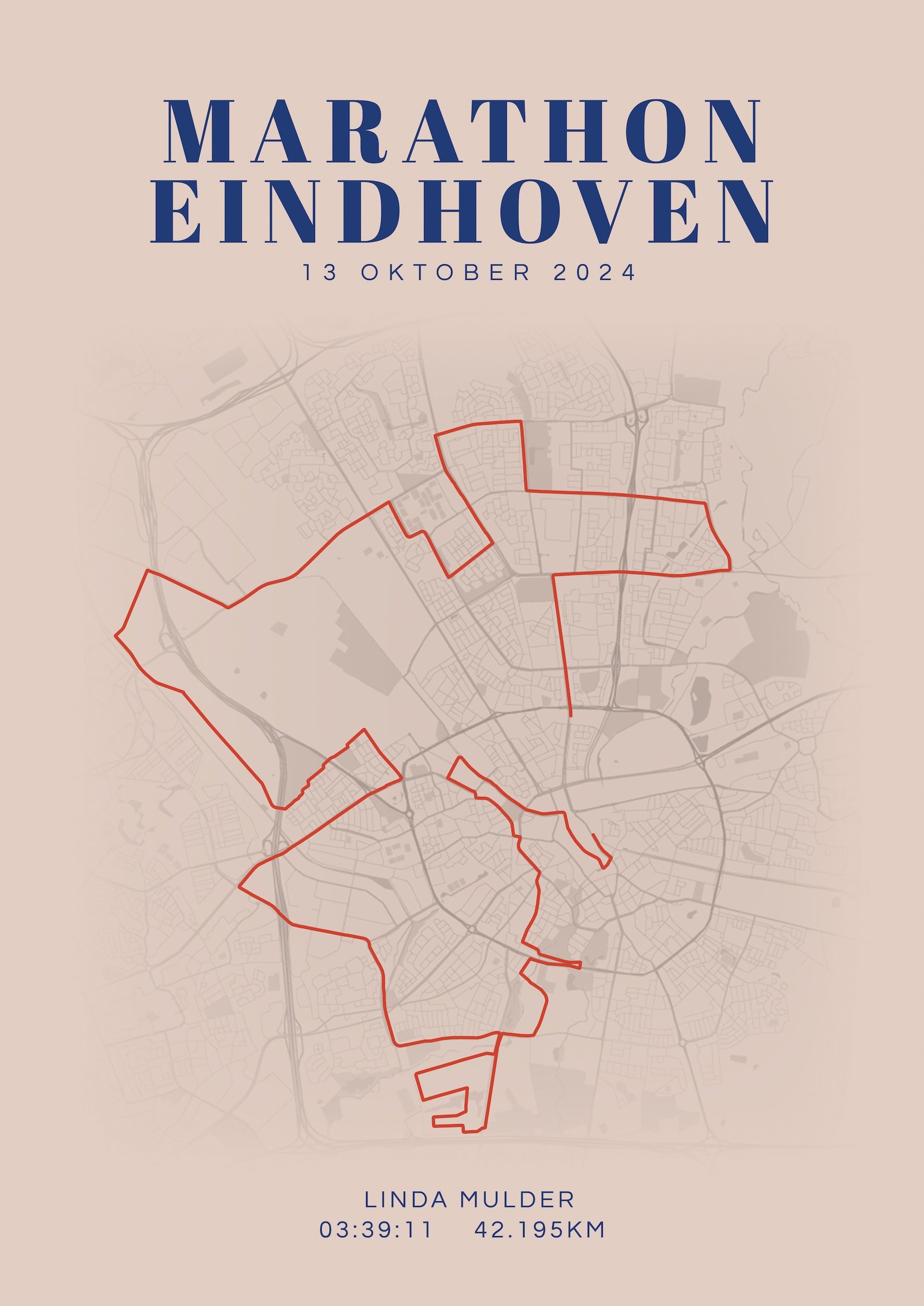 Marathon Eindhoven I Classic Citymap I Poster