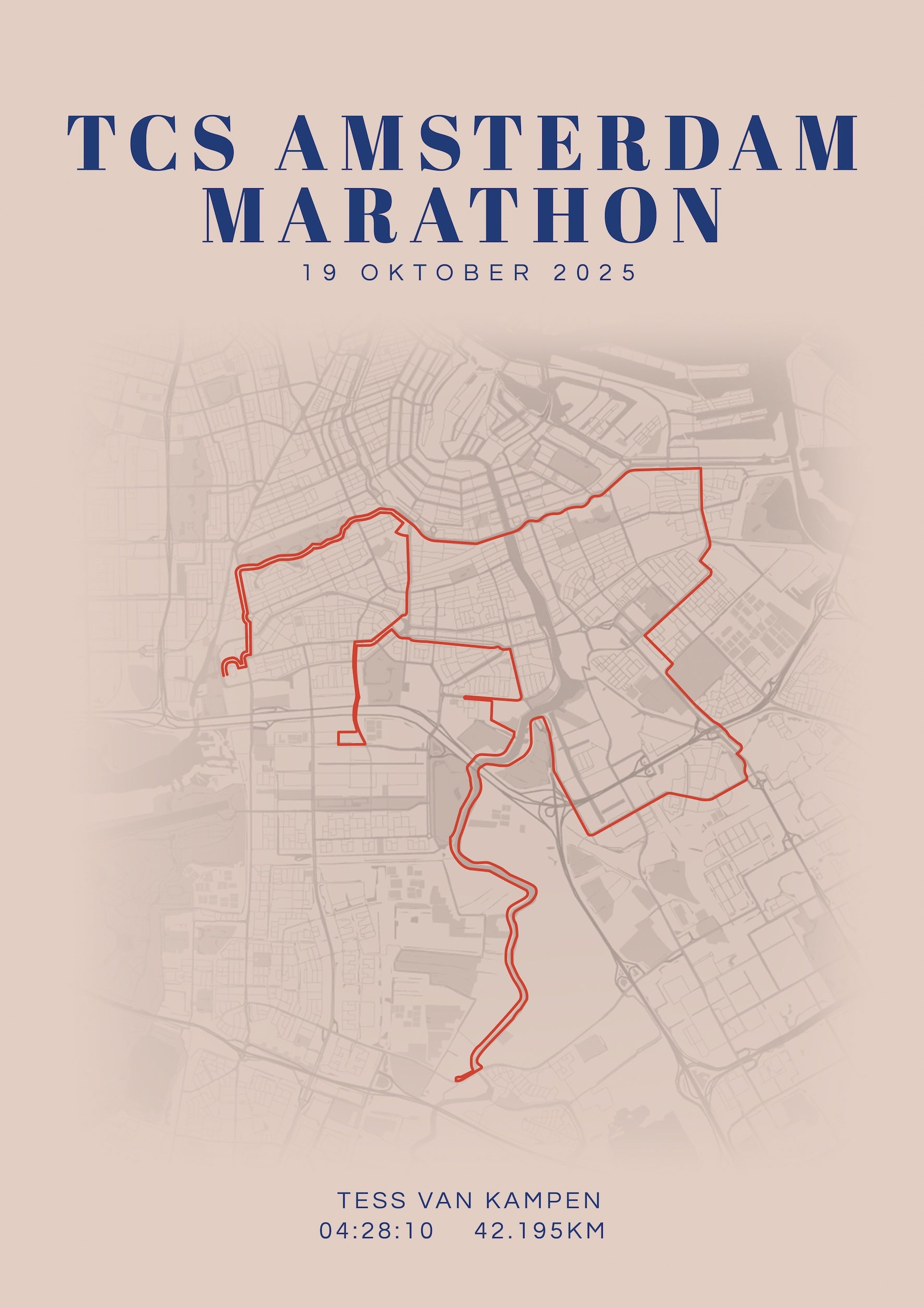 Amsterdam Marathon 2025 I Classic Citymap I Poster