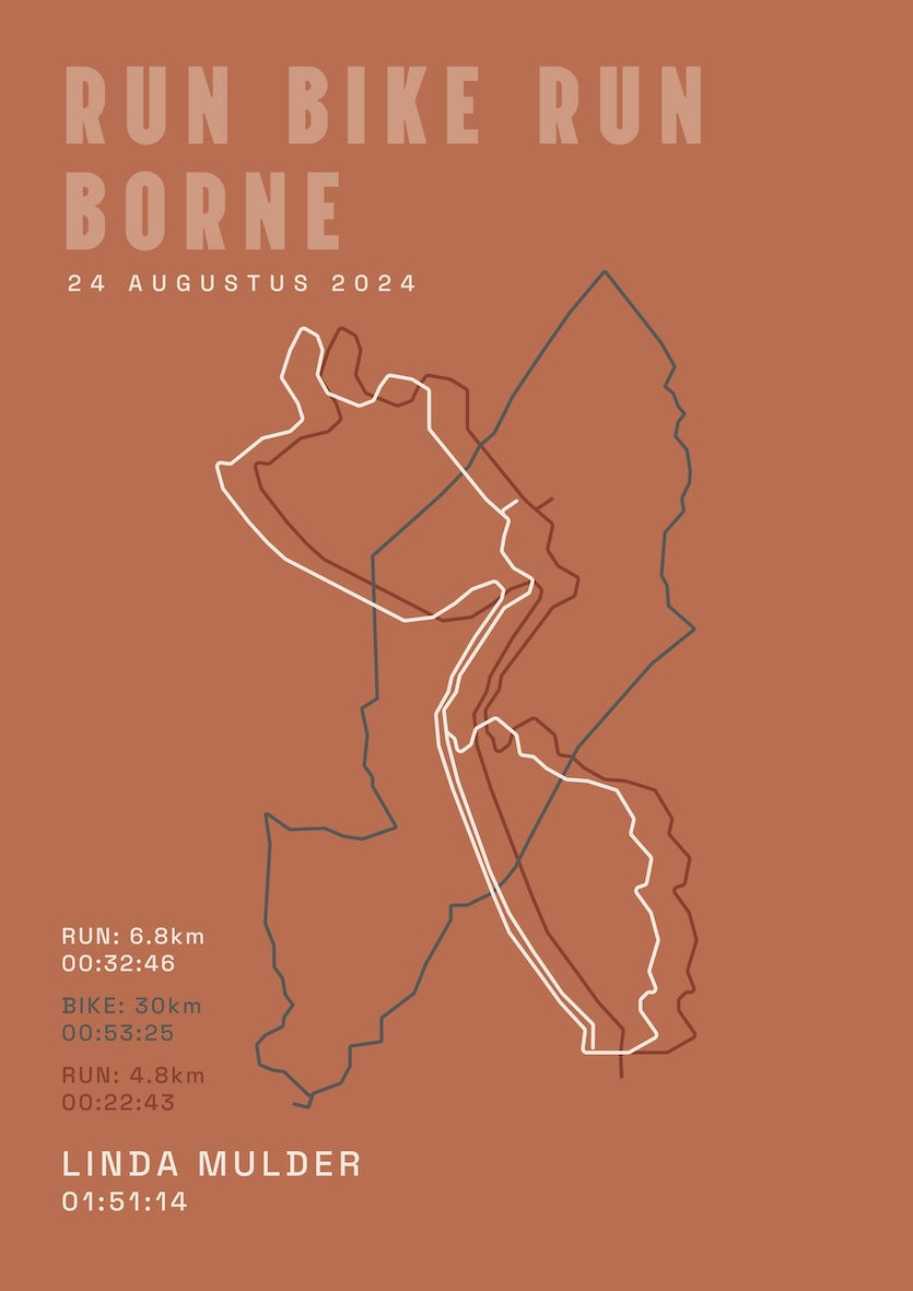 Poster met naam I Run Bike Run Borne 2024 I Classic Solid