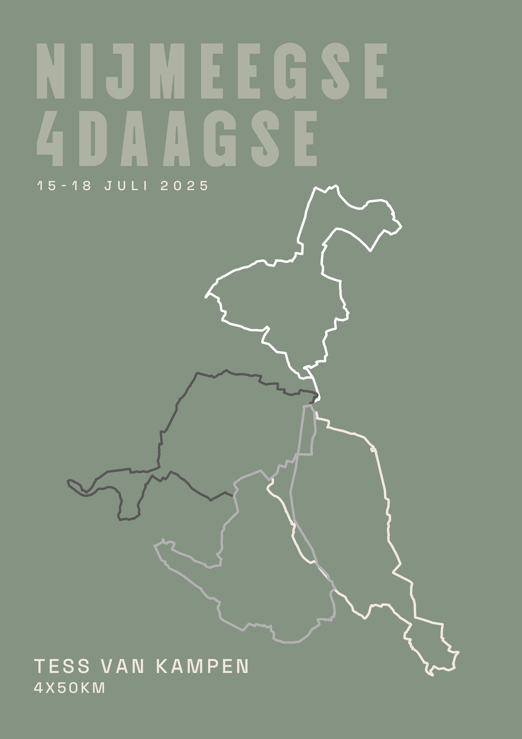2025 Nijmeegse 4Daagse poster met naam! (4 afstanden)