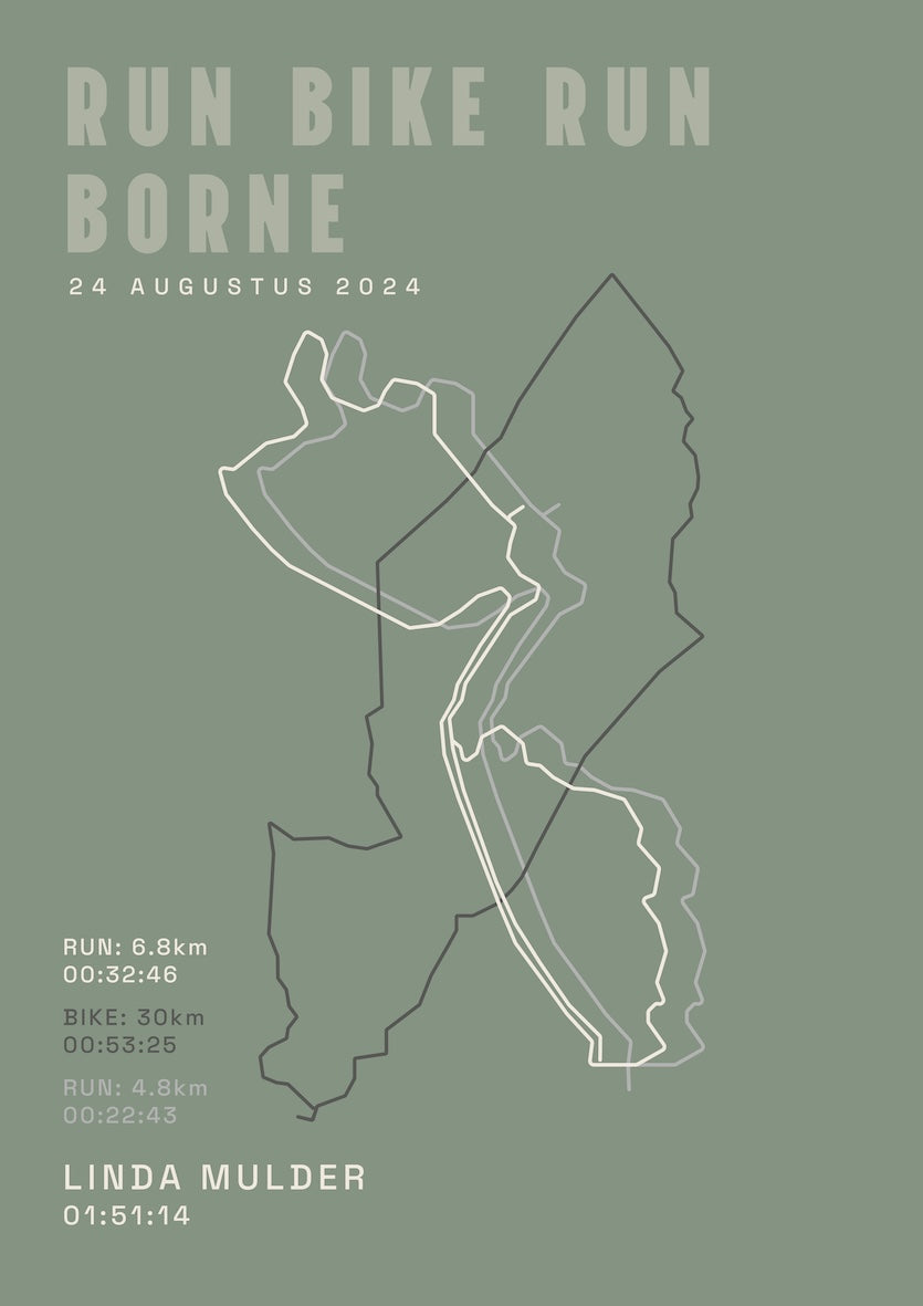 Poster met naam I Run Bike Run Borne 2024 I Classic Solid