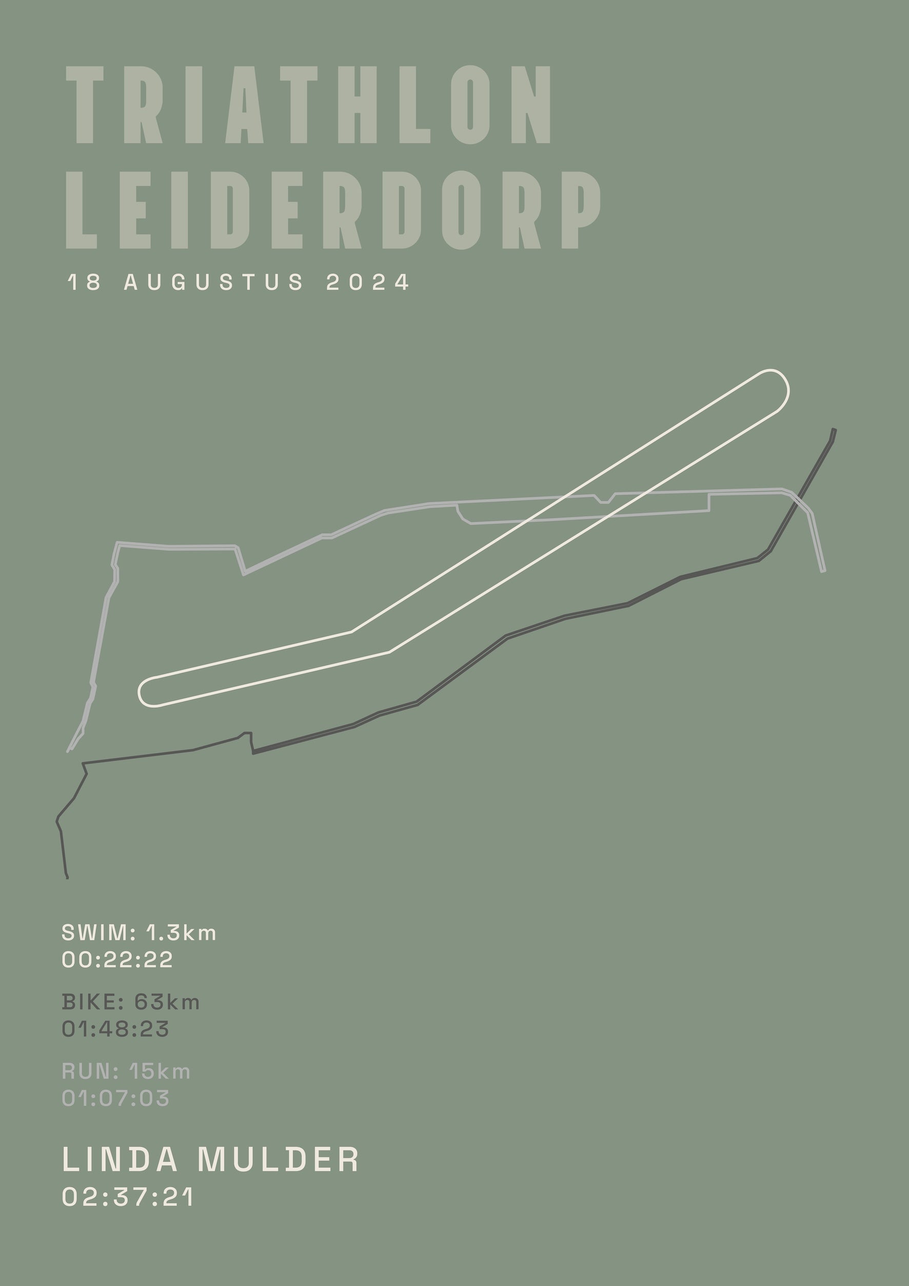 Poster met naam I Triathlon Leiderdorp 2024 I Classic Solid