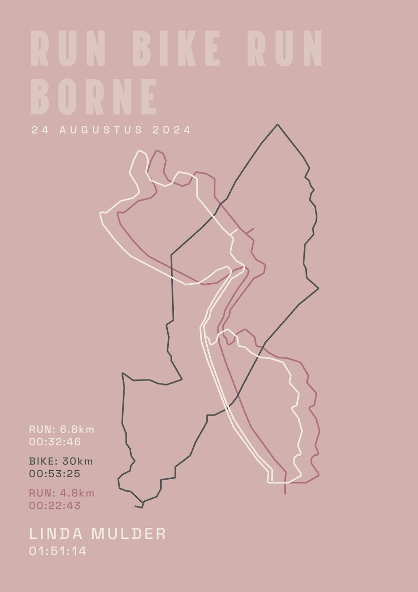 Poster met naam I Run Bike Run Borne 2024 I Classic Solid