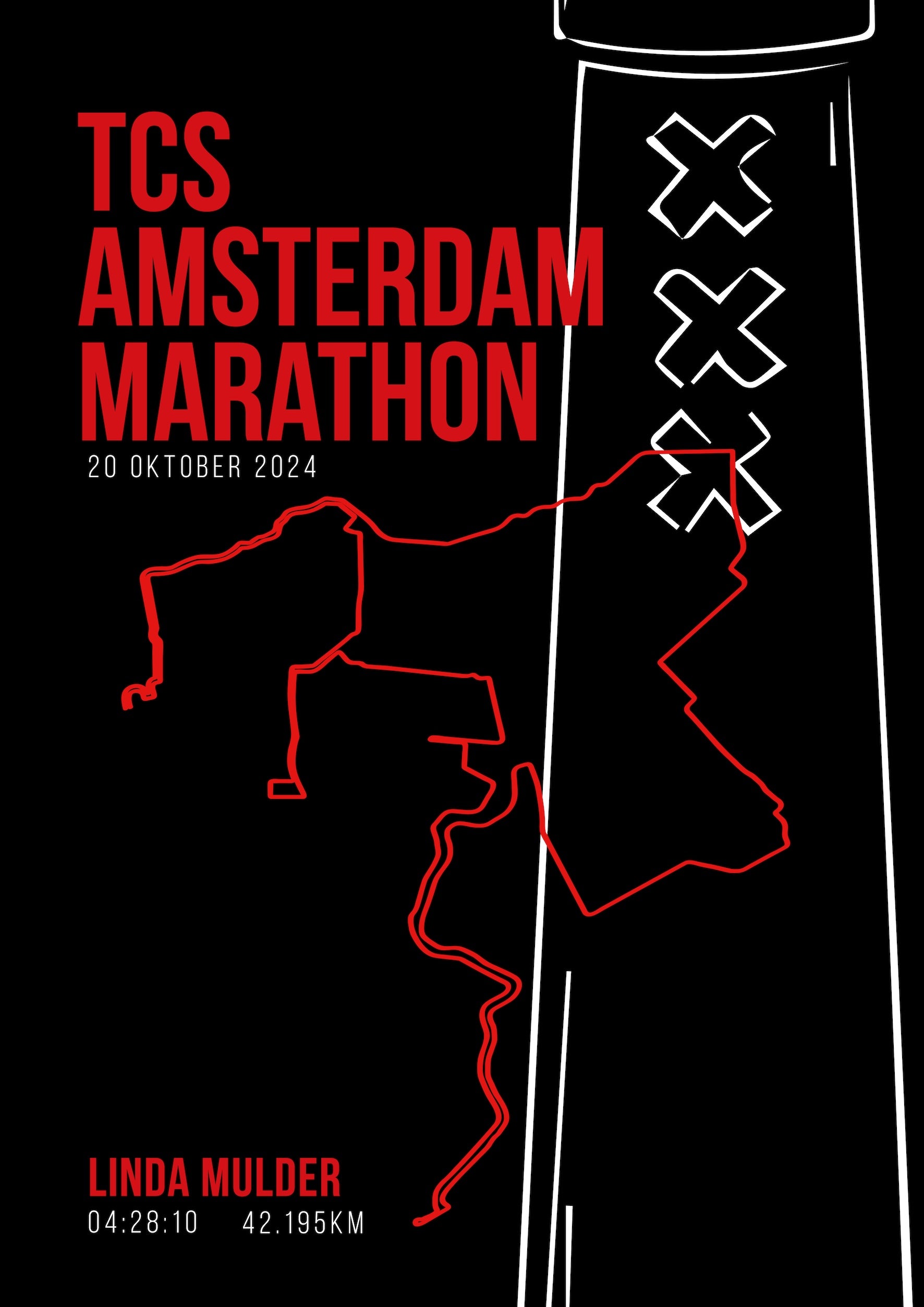 Amsterdam Marathon 2024 I Limited Edition Black I Poster