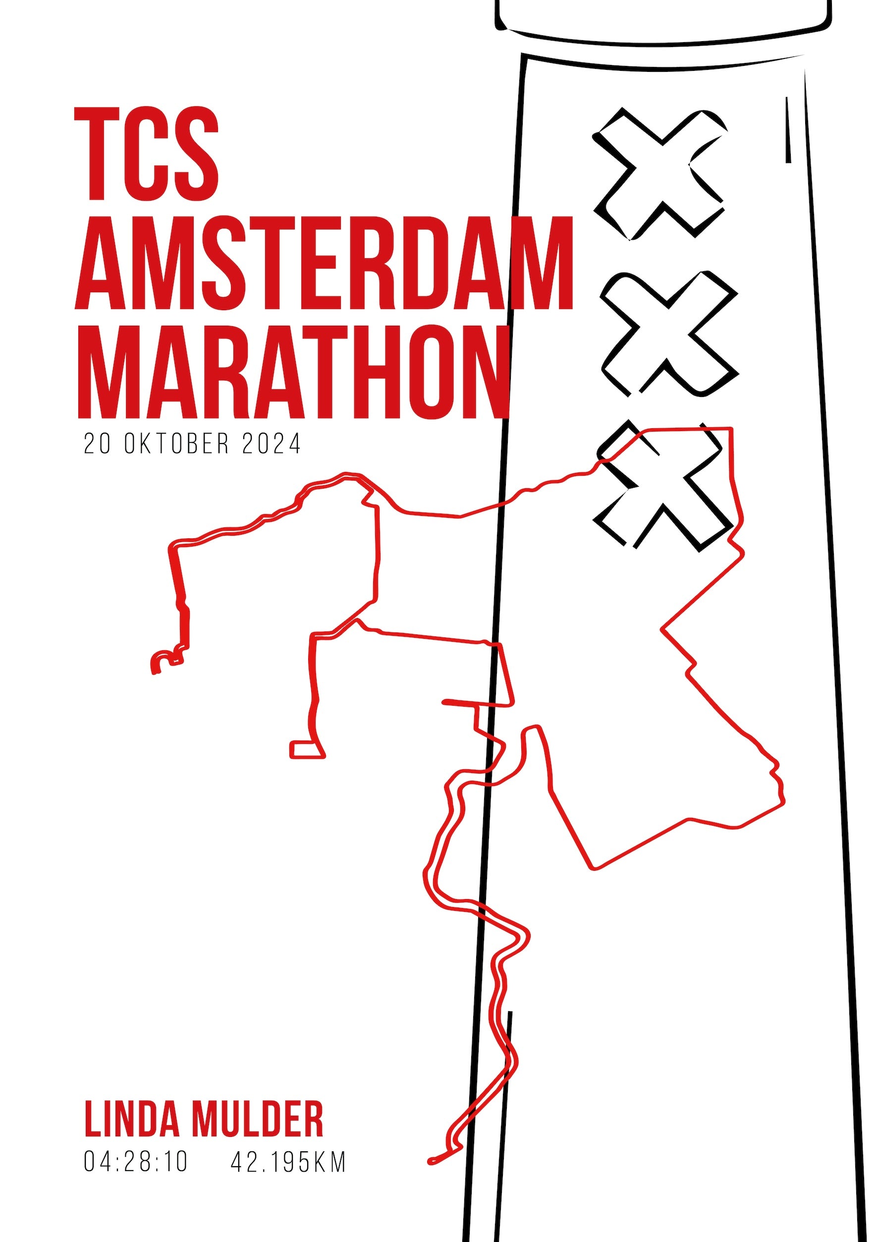 Amsterdam Marathon 2024 I Limited Edition White I Poster