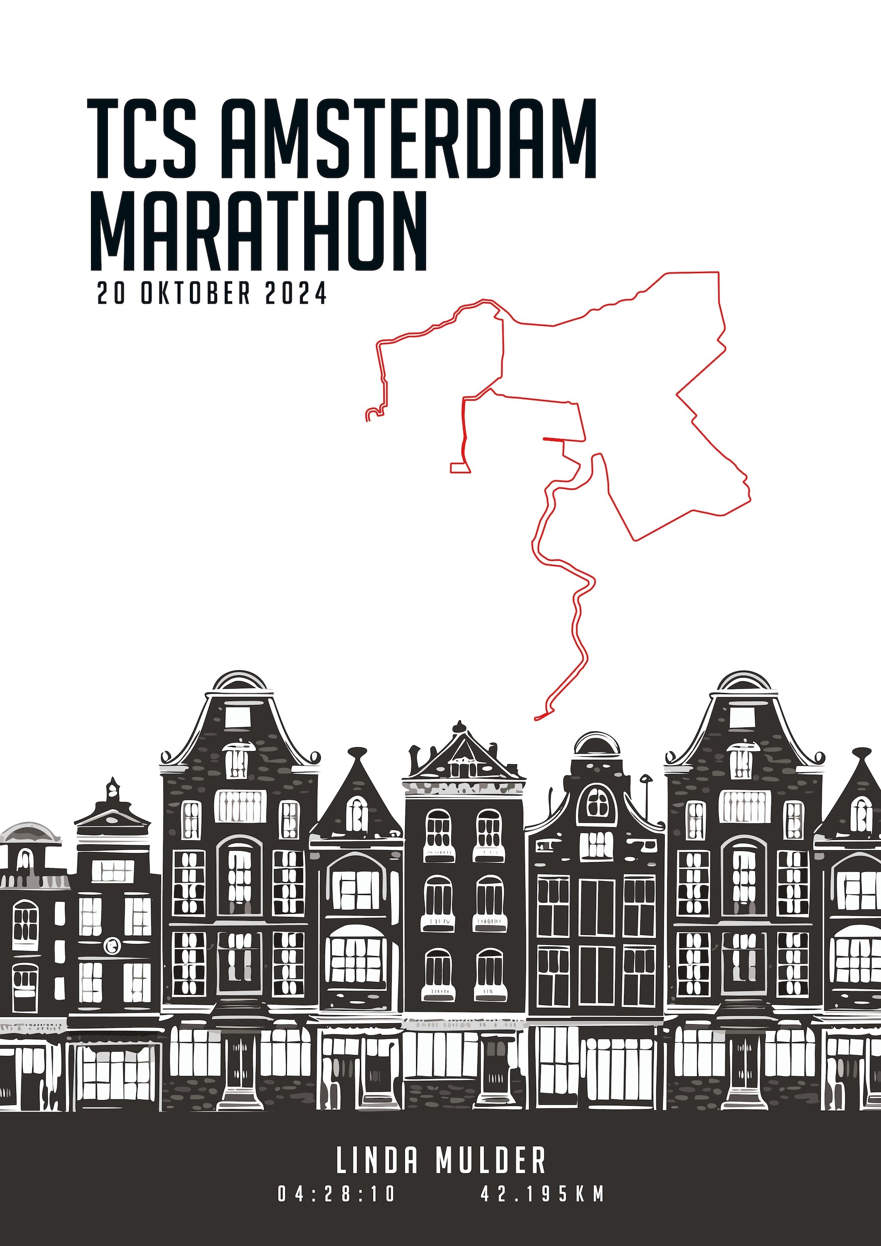 Amsterdam Marathon 2024 I Canal Houses I Poster