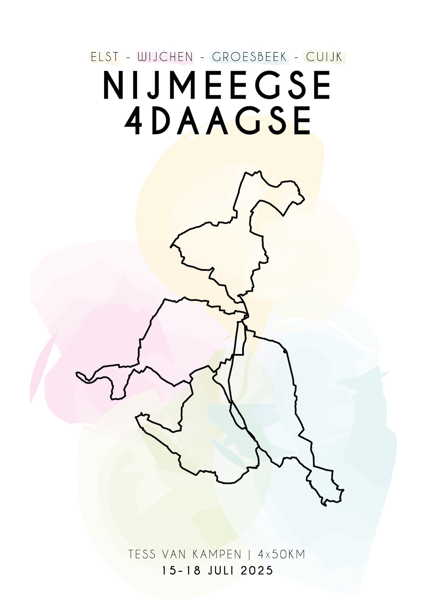 2025 Nijmeegse 4Daagse poster met naam! (4 afstanden)