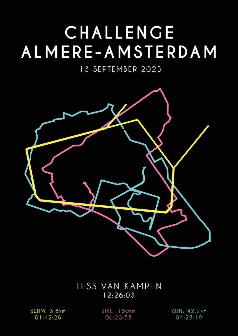 Poster met naam I Challenge Almere-Amsterdam 2025 I Colorful edition