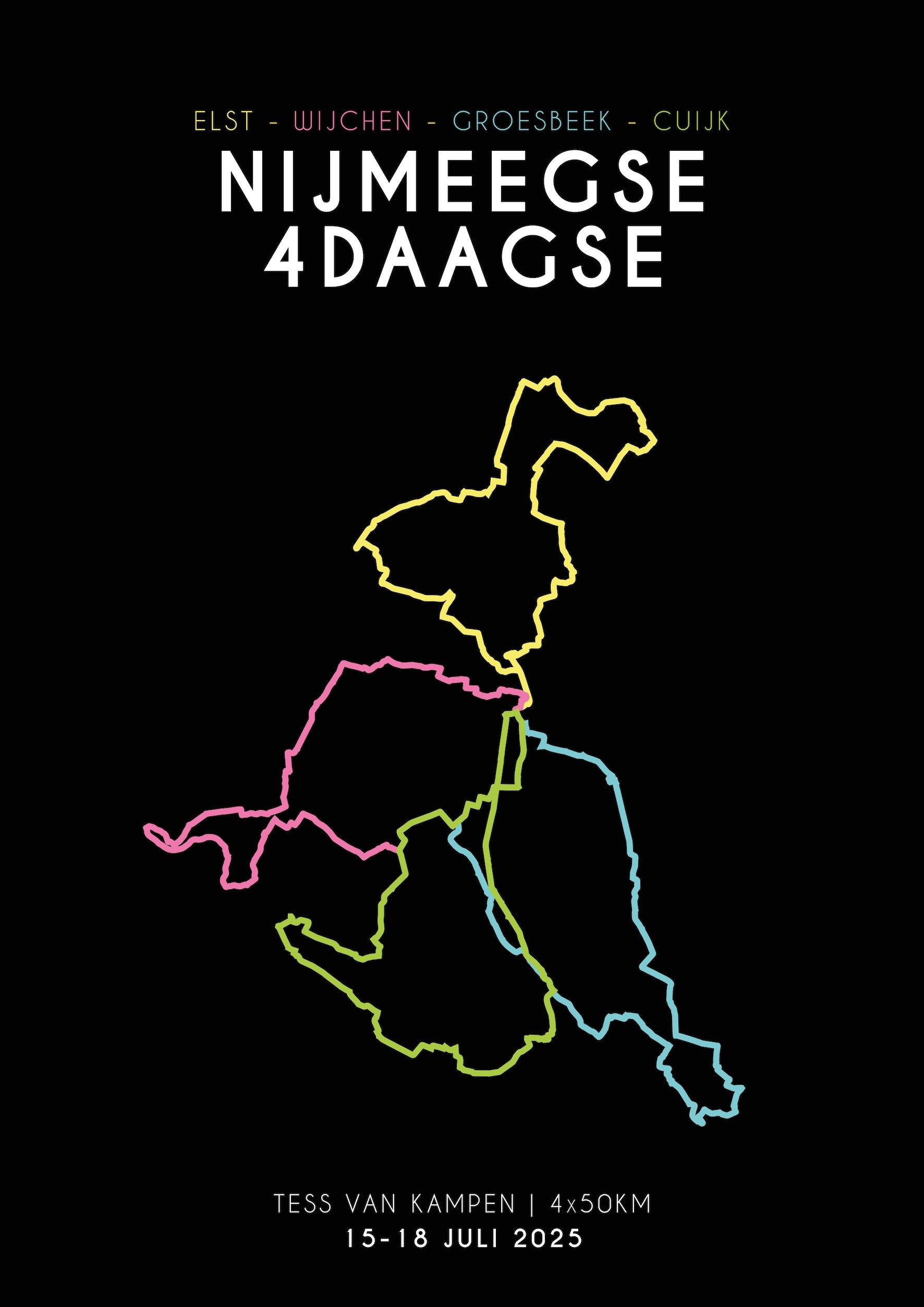 2025 Nijmeegse 4Daagse poster met naam! (4 afstanden)