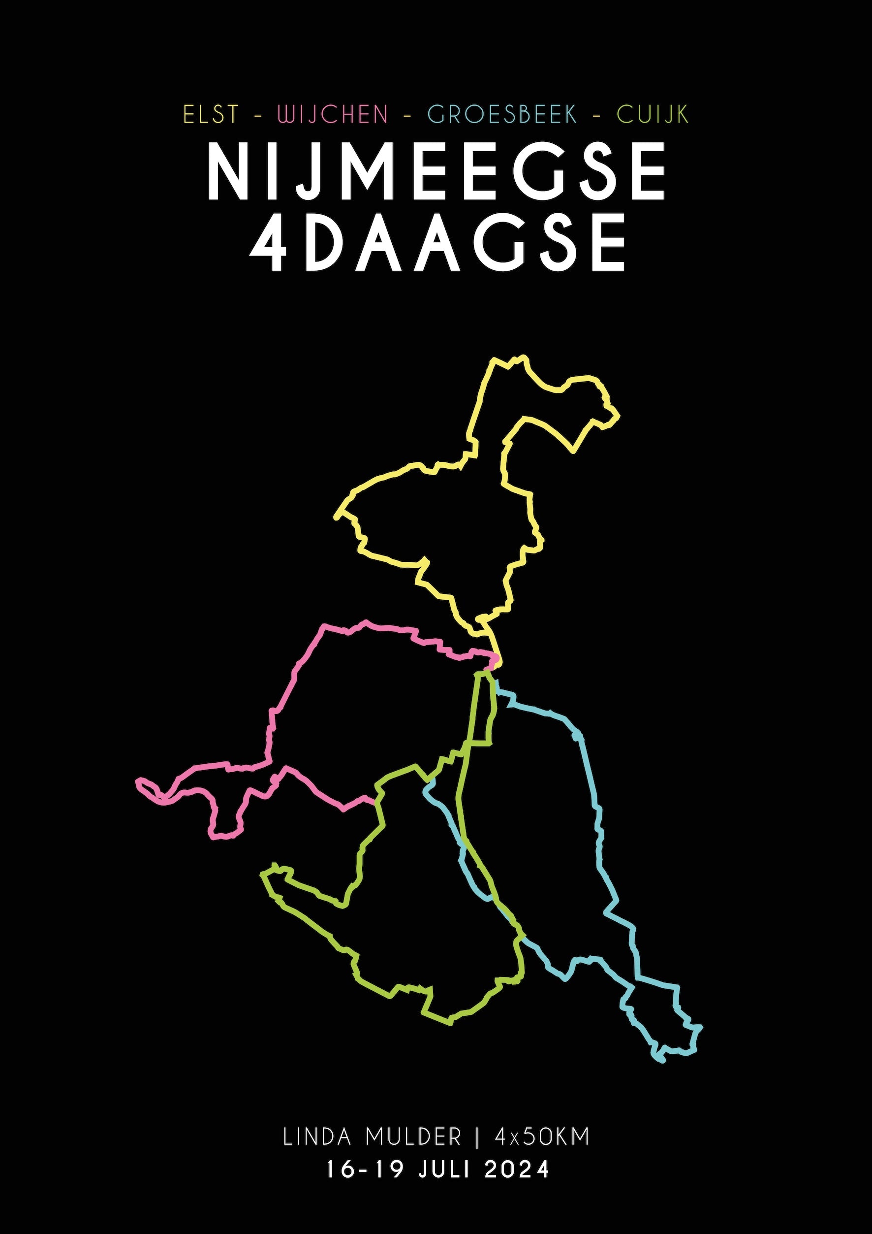 2024 Nijmeegse 4Daagse poster met naam! (4 afstanden)