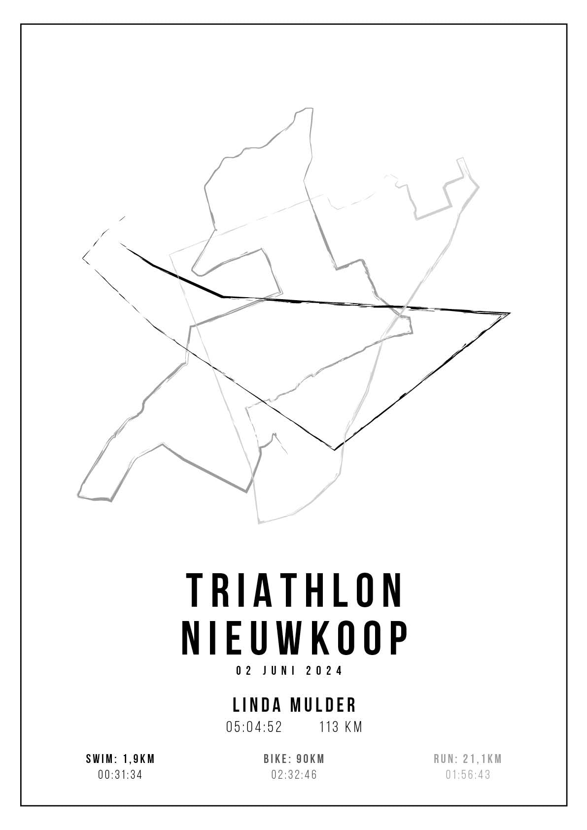 Triathlon Nieuwkoop - Handmade Drawing - Poster