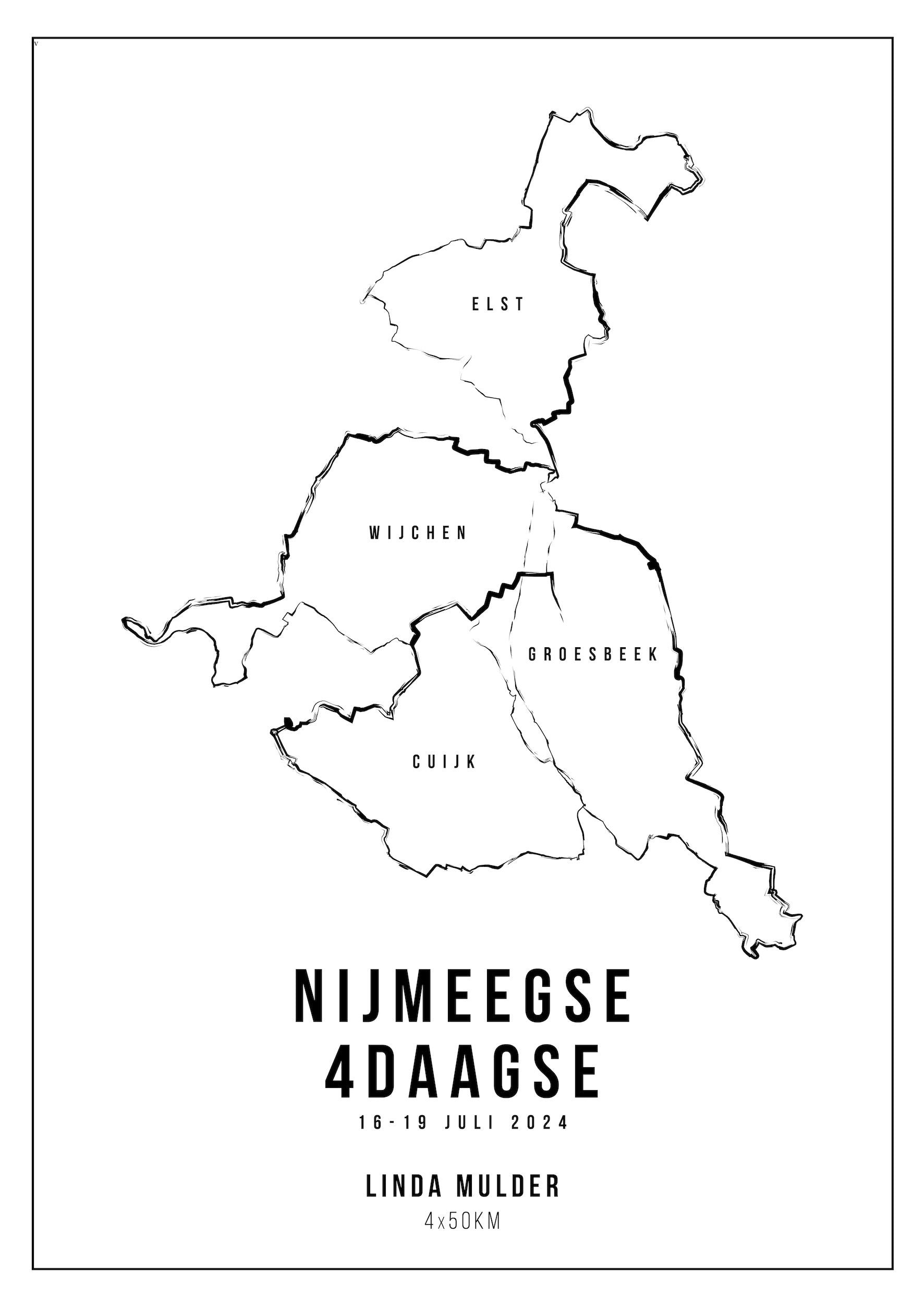 2024 Nijmeegse 4Daagse poster met naam! (4 afstanden)