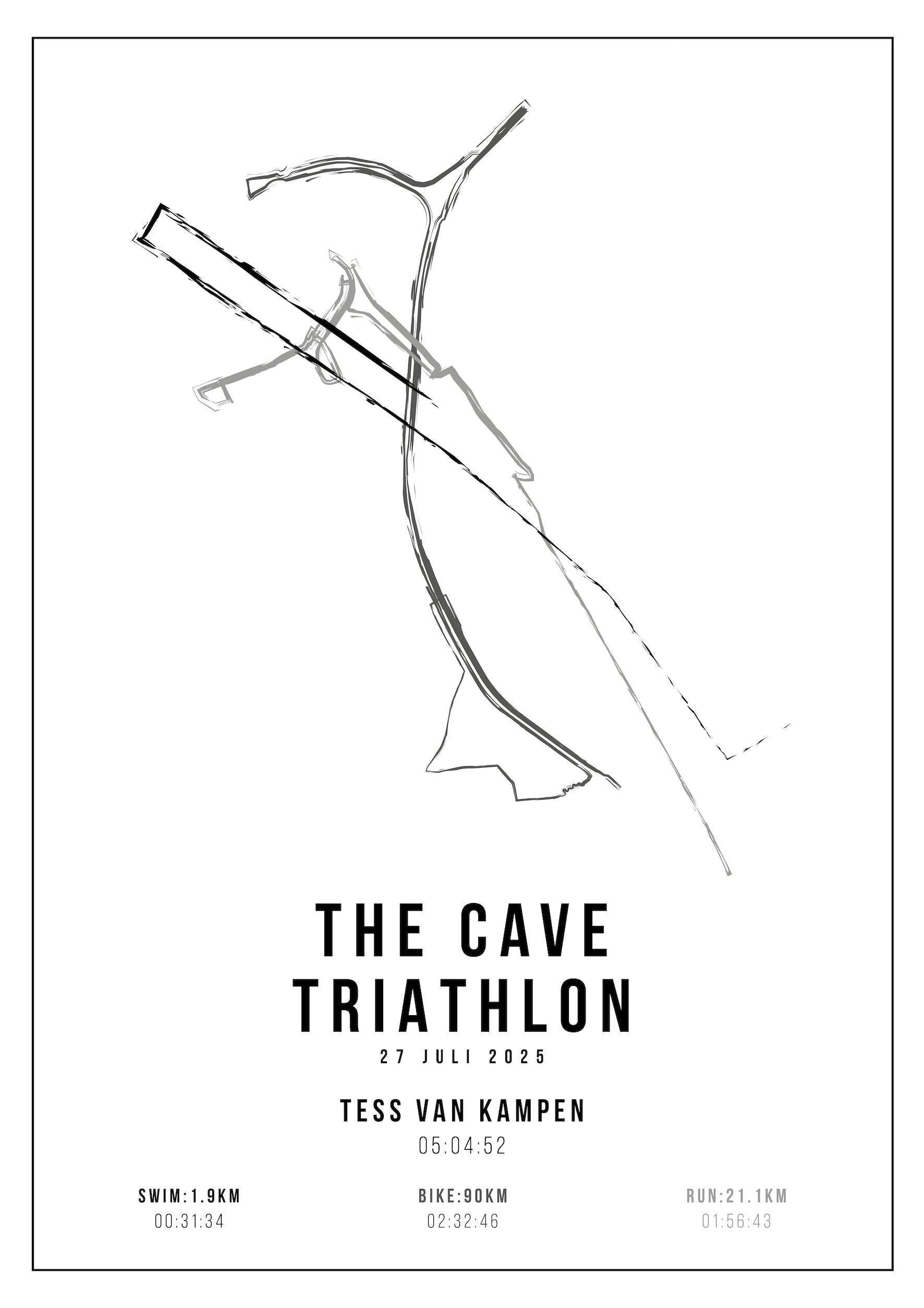 Cave Triathlon 2025 I Handmade Drawing I Poster