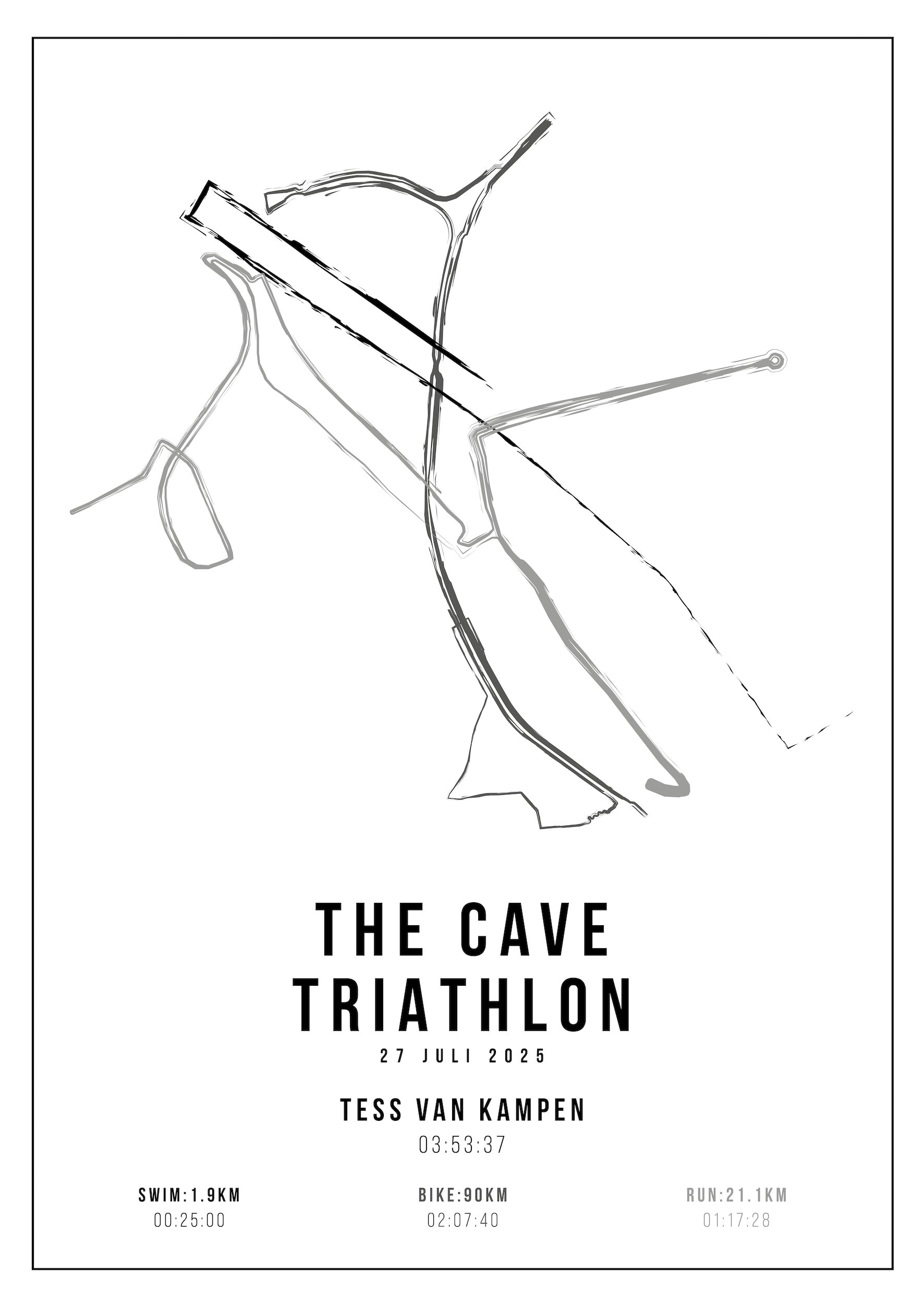 Cave Triathlon 2025 I Handmade Drawing I Poster
