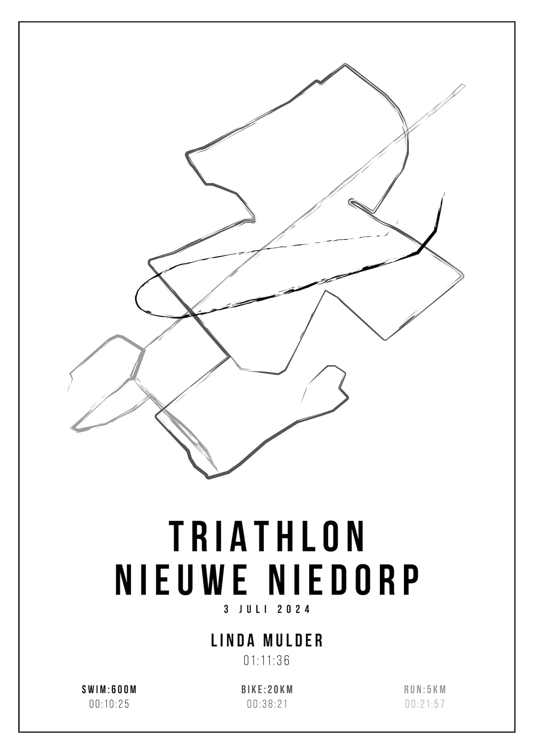 Triathlon Nieuwe Niedorp - Handmade Drawing - Poster