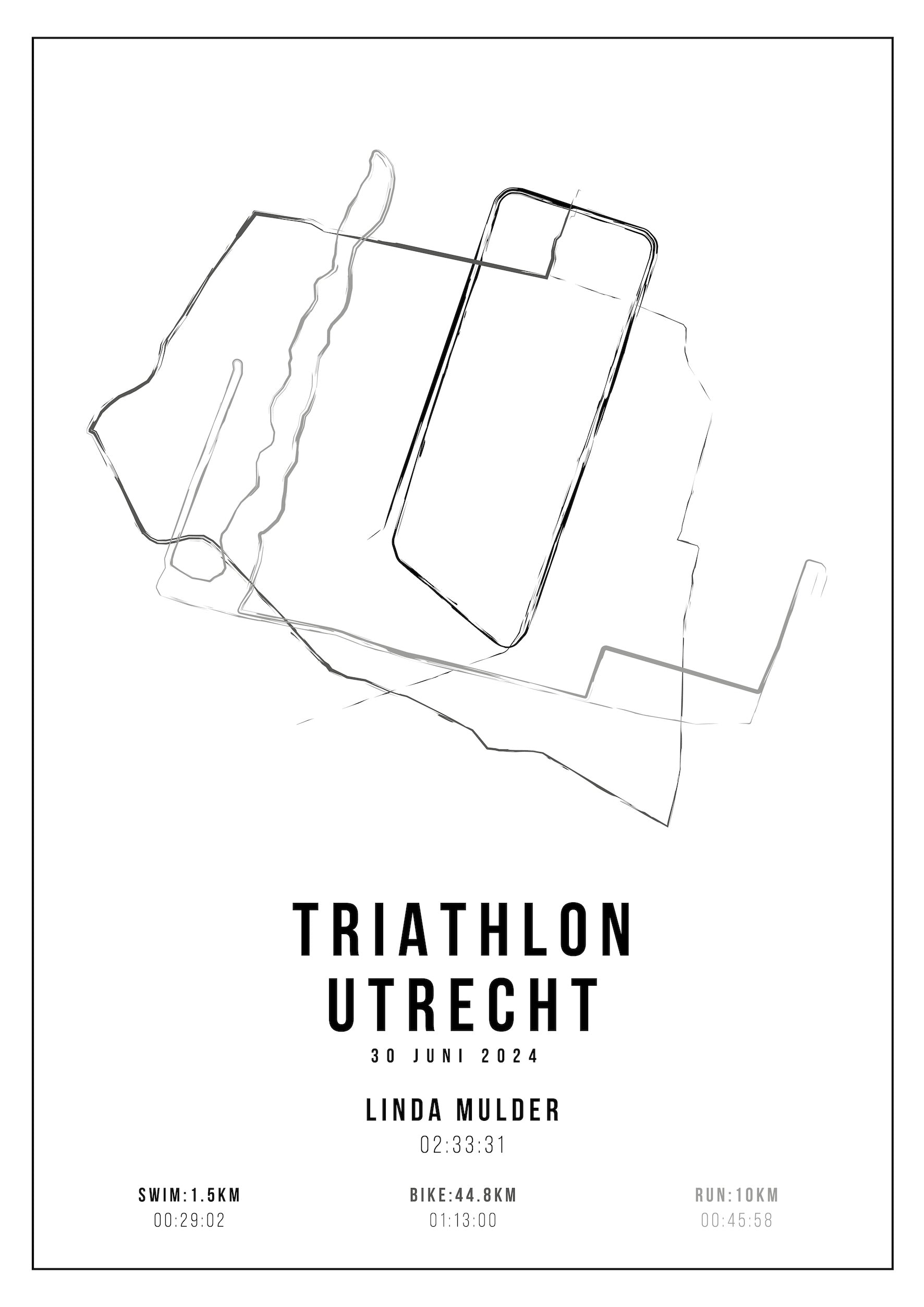 Triathlon Utrecht - Handmade Drawing - Poster