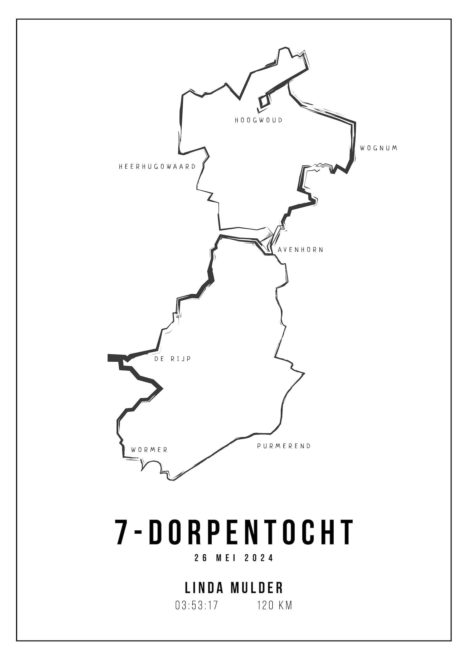 7-Dorpentocht - Handmade Drawing - Poster