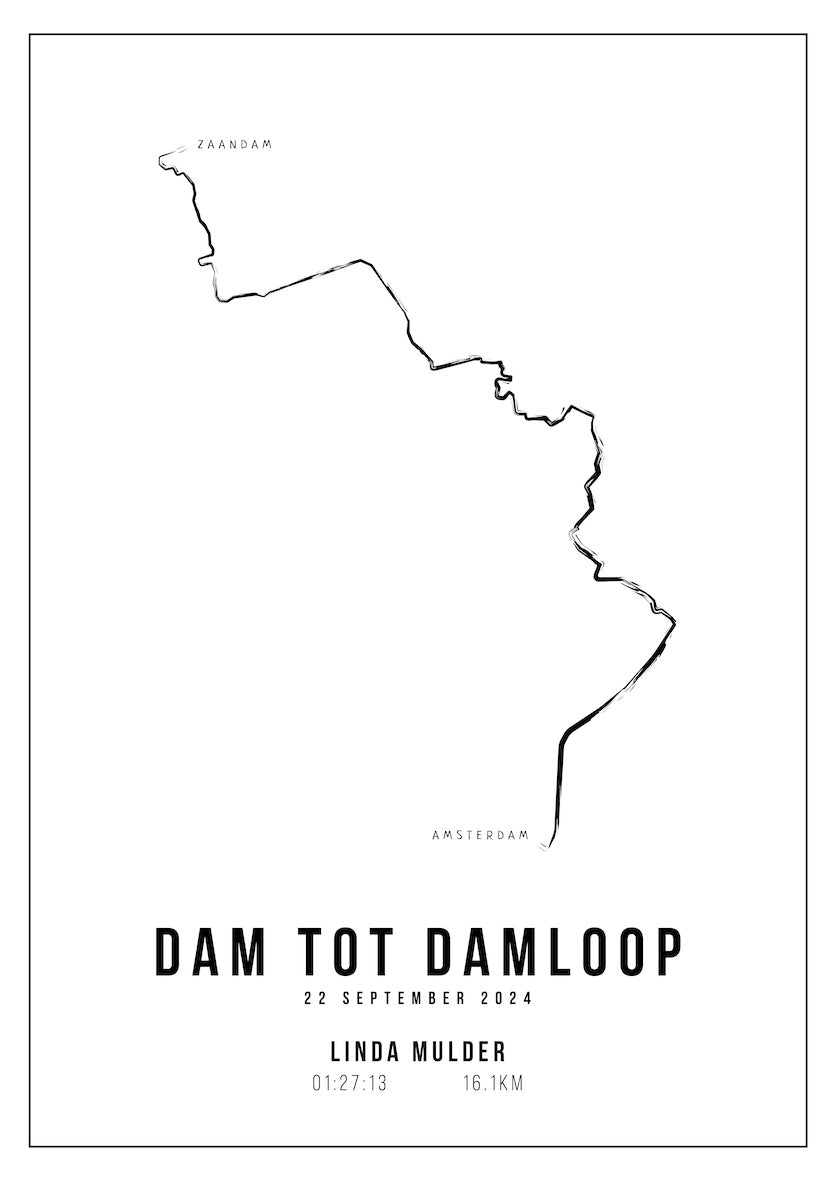 Dam tot Damloop 2024 I Handmade Drawing I Poster