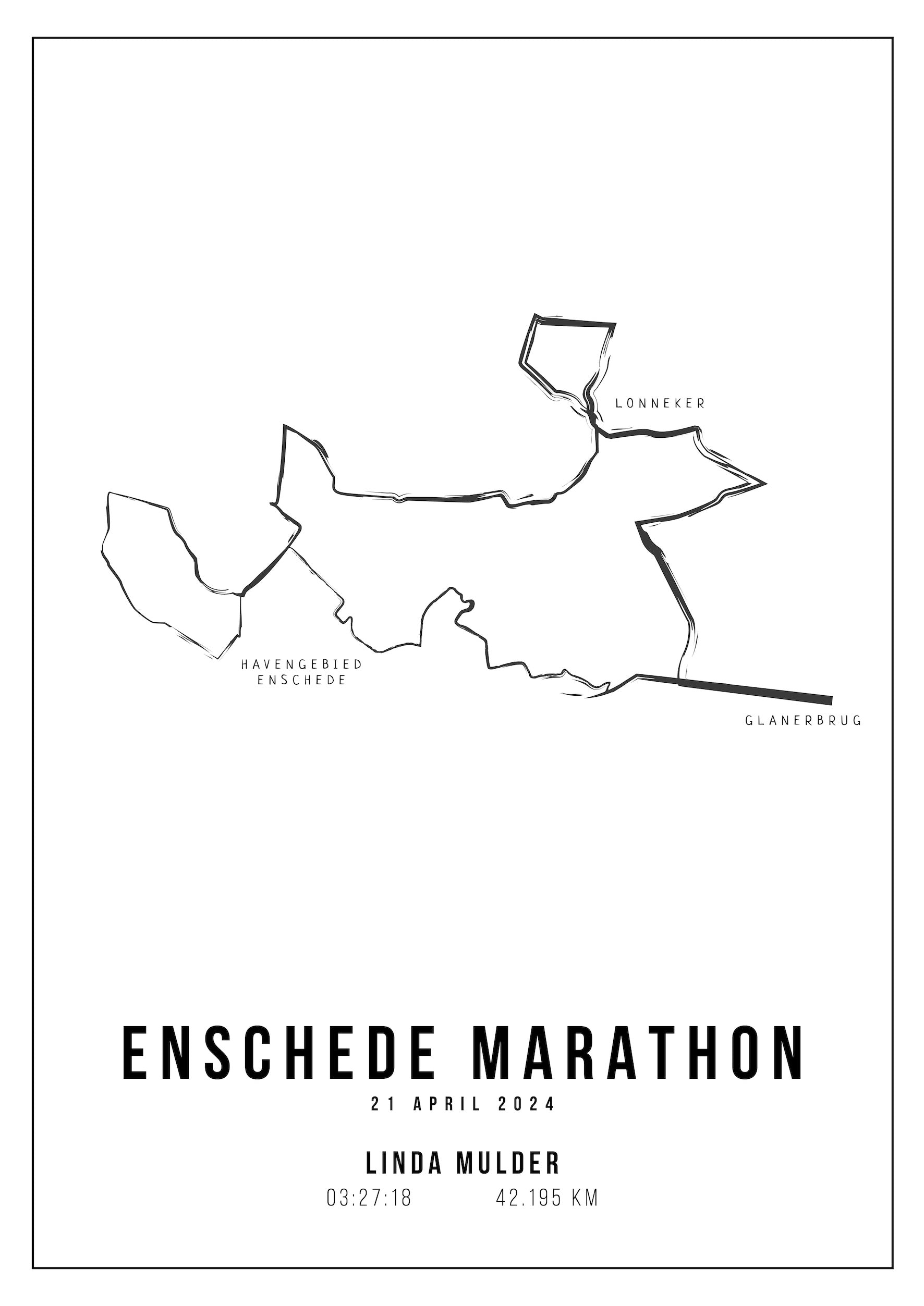 Enschede Marathon 2024 - Handmade Drawing - Poster