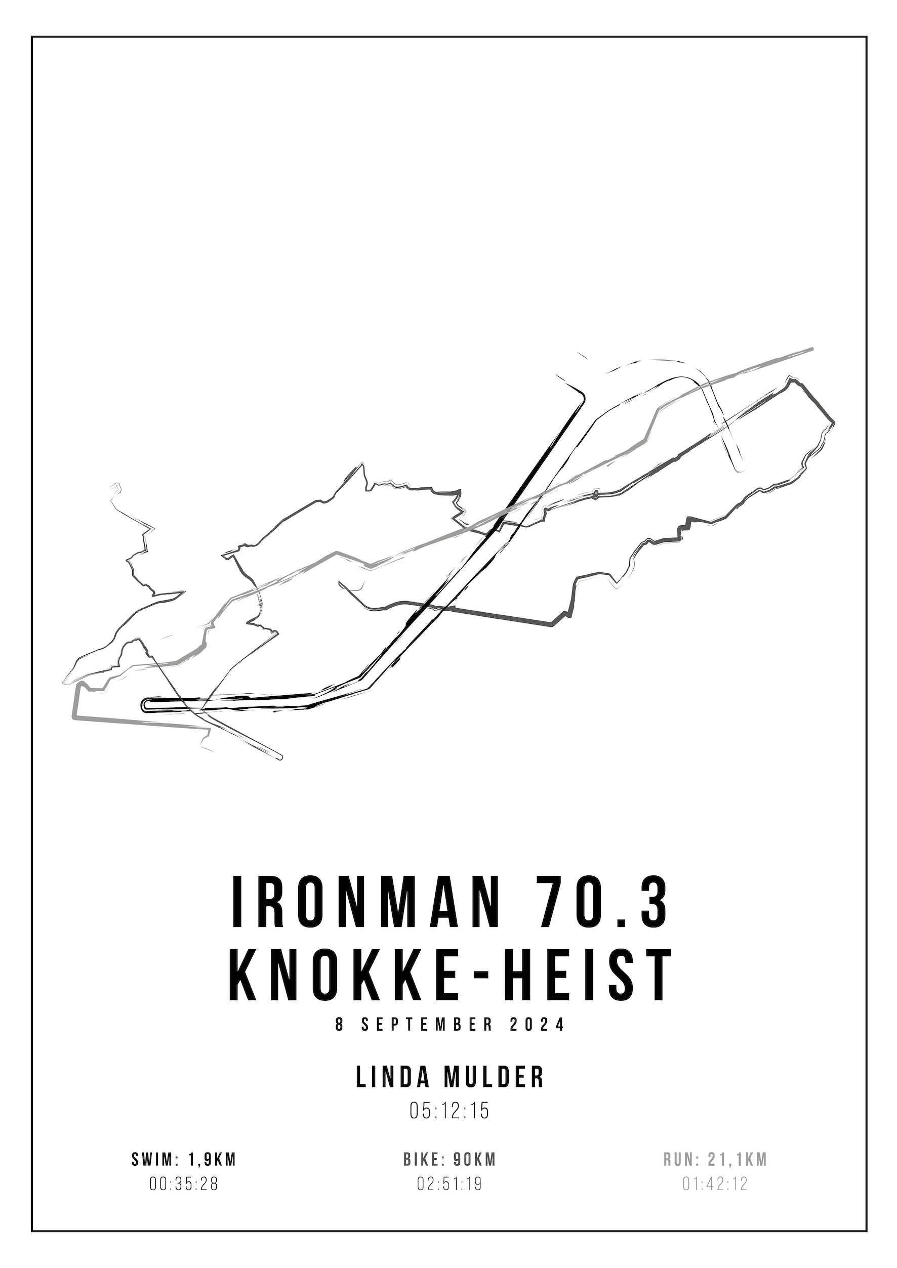 Ironman 70.3 Knokke-Heist I Handmade Drawing I Poster