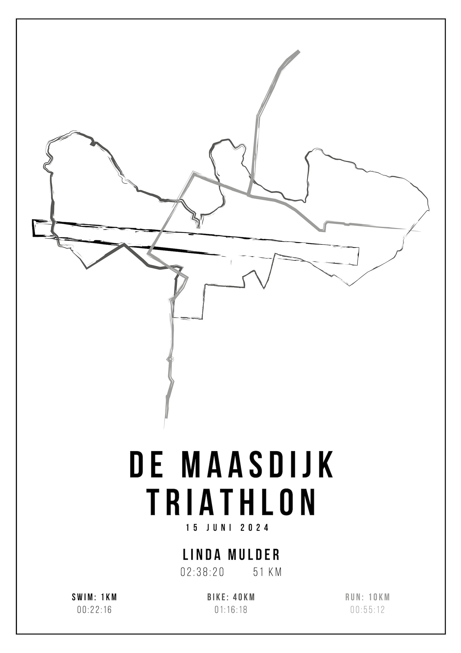 Maasdijk Triathlon - Handmade Drawing - Poster