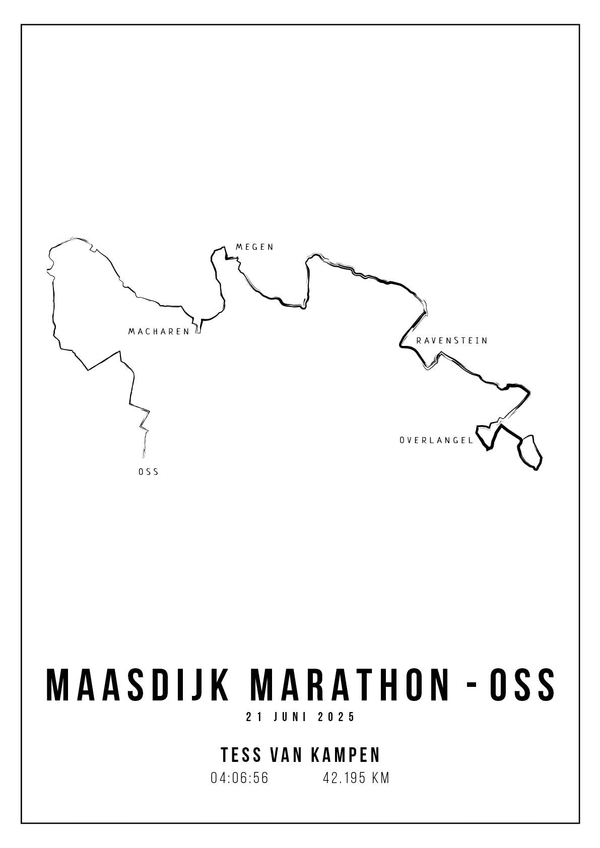 Maasdijk Marathon - Oss 2025 I Handmade Drawing I Poster