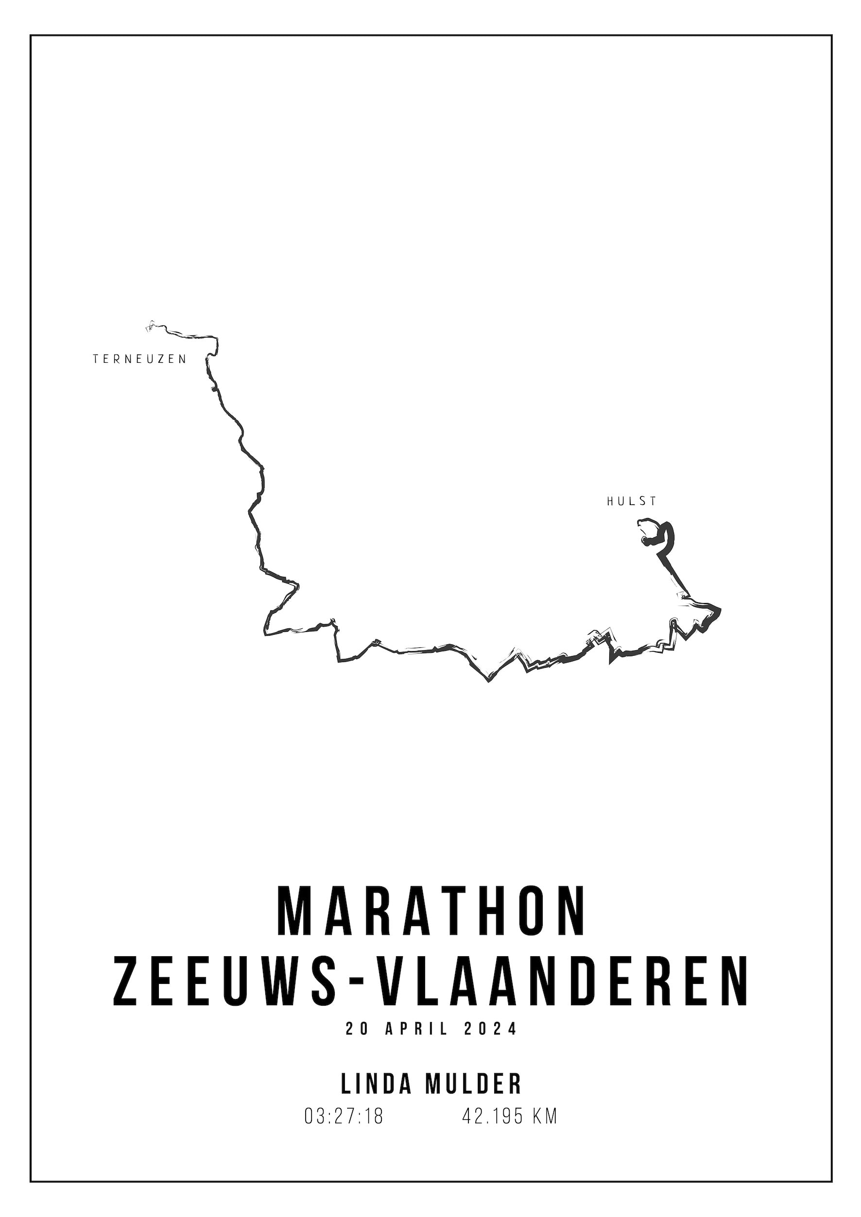 Marathon Zeeuws-Vlaanderen - Handmade Drawing - Poster