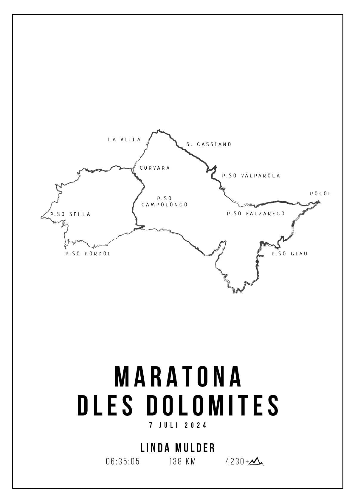 Maratona Dles Dolomites - Handmade Drawing - Poster