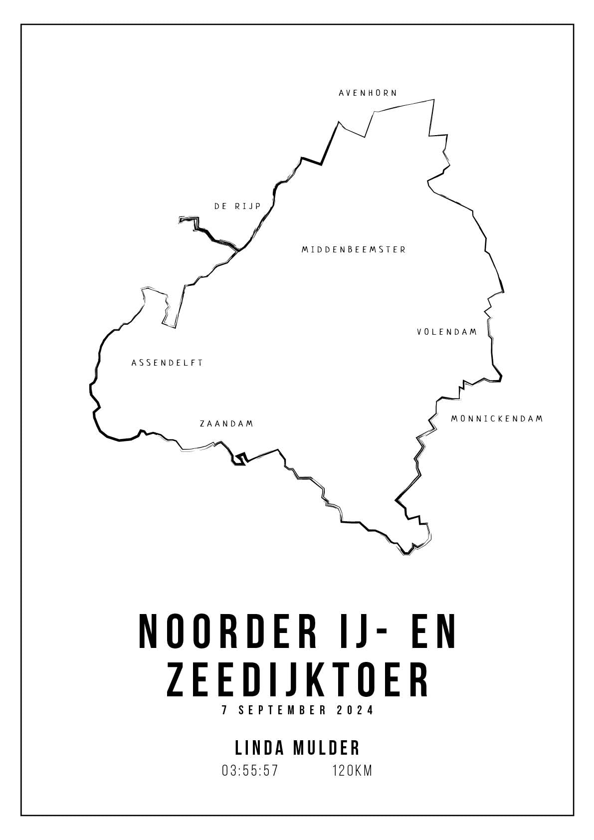 Poster met naam I Noorder IJ- en Zeedijktoer 2024 I Handmade Drawing