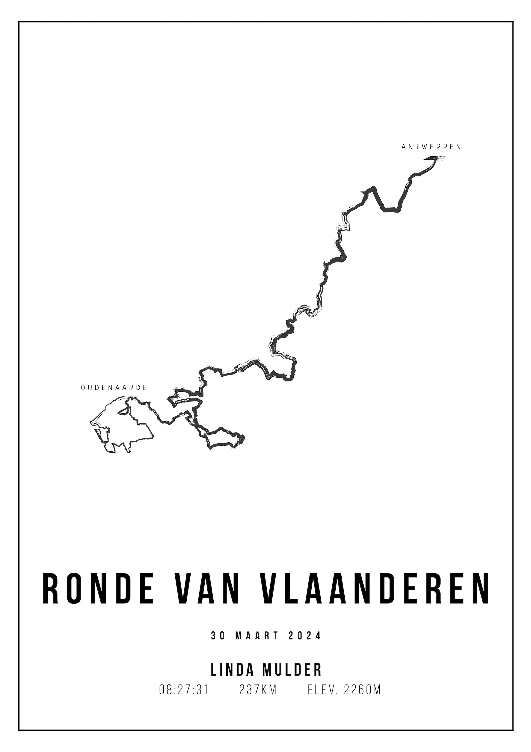 Ronde van Vlaanderen 237KM - Handmade Drawing - Poster